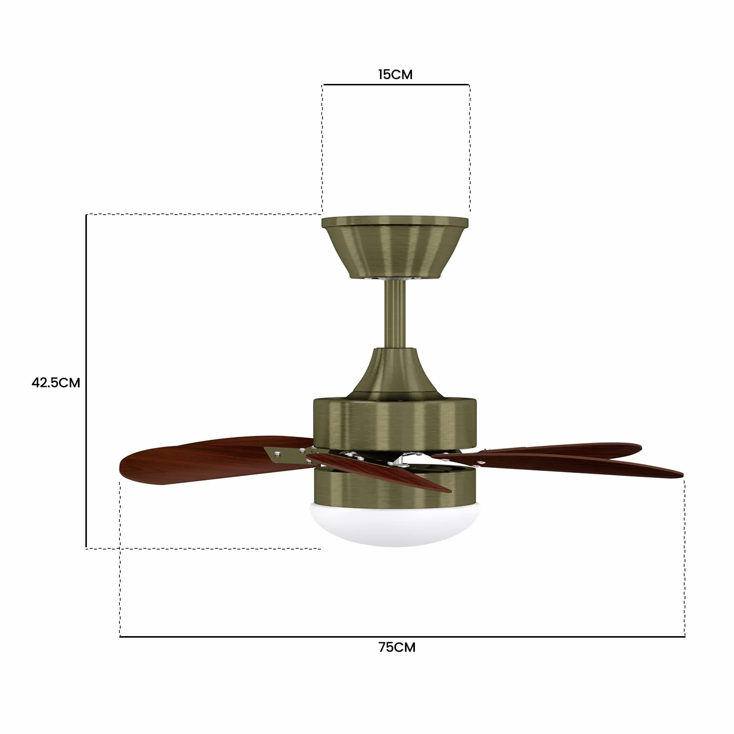 Homefire Wentylator sufitowy z oświetleniem i pilotem zdalnego sterowania, cichy, Ø 75 cm, 6 łopatek, wentylator z pojedynczą lampą, lampa sufitowa, na lato, zimę, do sypialni, bez źródła światła