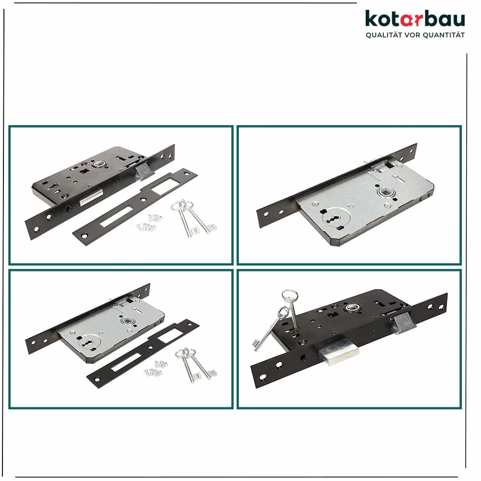 KOTARBAU® Zamek wpuszczany 90 x 63 mm z prawej strony z kluczem BB do bram drzwi