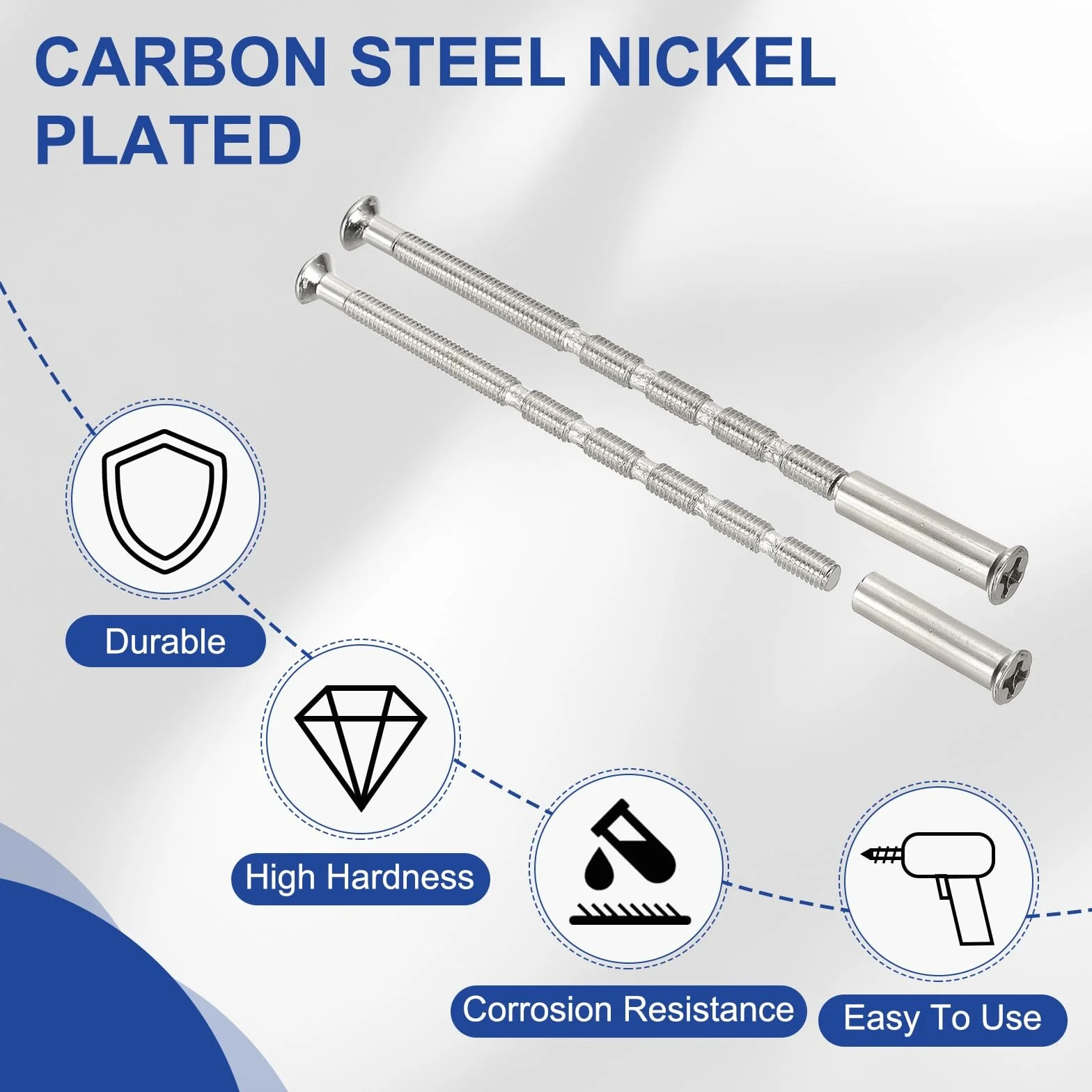 PATIKIL Zestaw śrub łączących M3 x 60 mm, śruby tulejkowe M3 x 16 mm, nakrętka tulejowa, metalowe do szuflady, szafy, drzwi, okien
