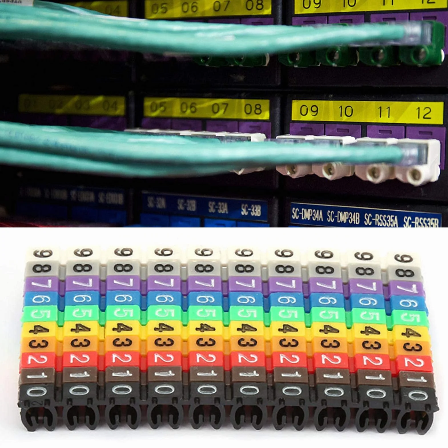 Plastikowy znacznik kablowy Clip-On Design Cable Marker Tube Kolorowy 100Pcs 2.5mm²