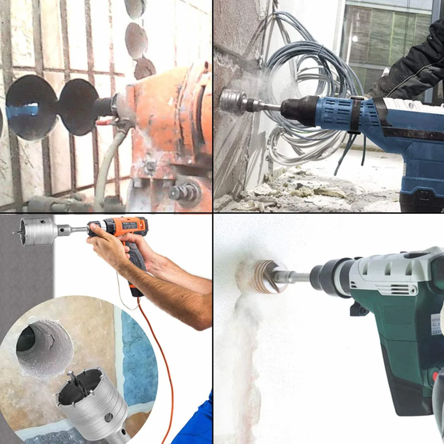 Zestaw wierteł rdzeniowych SDS Plus 30/40/50/68 mm 6 sztuk do betonu