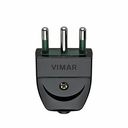 Vimar RI.00202N Duża wtyczka SICURY 2P+T 16 A 250 V, włoski standard typu S17, wyjście kabla osiowego, czarny