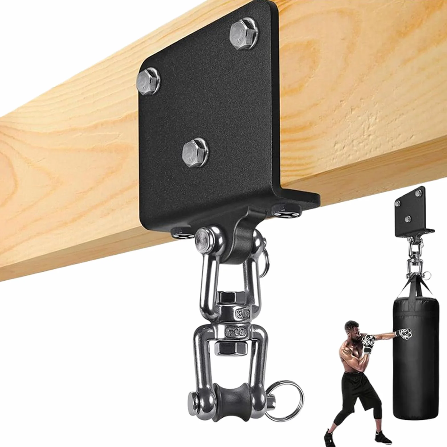 Uchwyt do torby uderzeniowej, montaż sufitowy do ciężkiej torby, stalowy hak obrotowy 360° do domowej torby bokserskiej fitness jogi