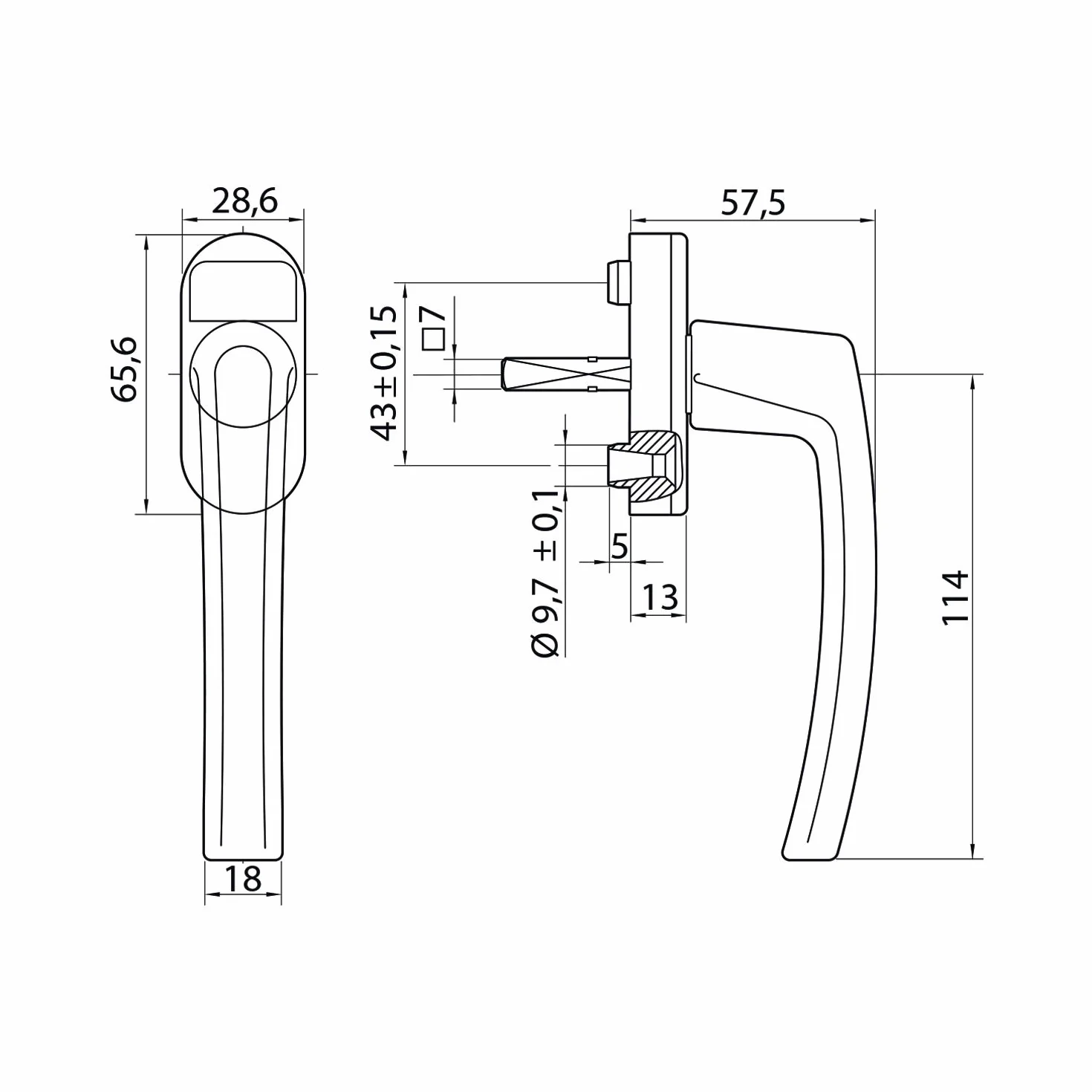Klamka okienna Roto Line 7x35 mm aluminium anodowane srebrne