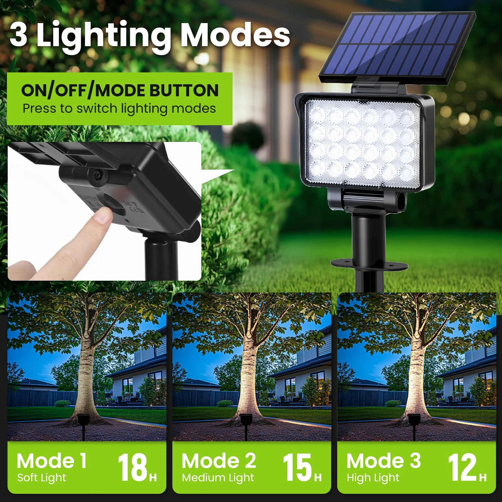 Solpex Solarne oświetlenie punktowe IP65 24 diody LED reflektory do ścieżek ogrodów (białe 2 sztuki)