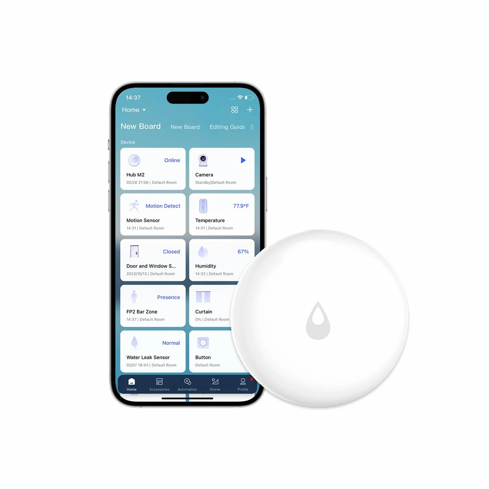 Aqara Czujnik Wycieku Wody , WYMAGANY HUB OD AQARA, Bezprzewodowy Czujnik Mini Powodzi do Systemu Alarmowego i Automatyzacji Domu, Alarm Czujnika Wody do Kuchni, łazienki, piwnicy