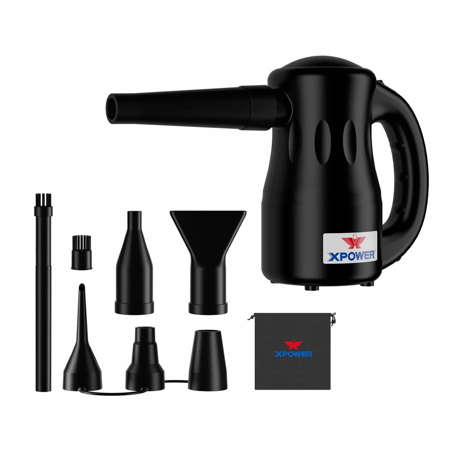 XPower Elektryczna dmuchawa do odkurzania i suszenia powietrza, czarna A-2
