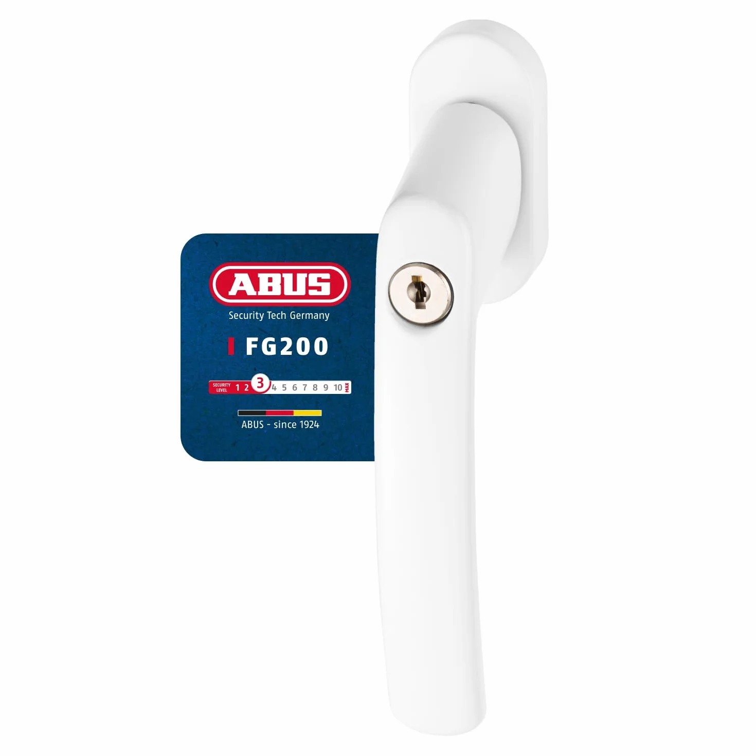ABUS Zamykana klamka okienna FG200 AB208 z cylindrem ciśnieniowym, biała