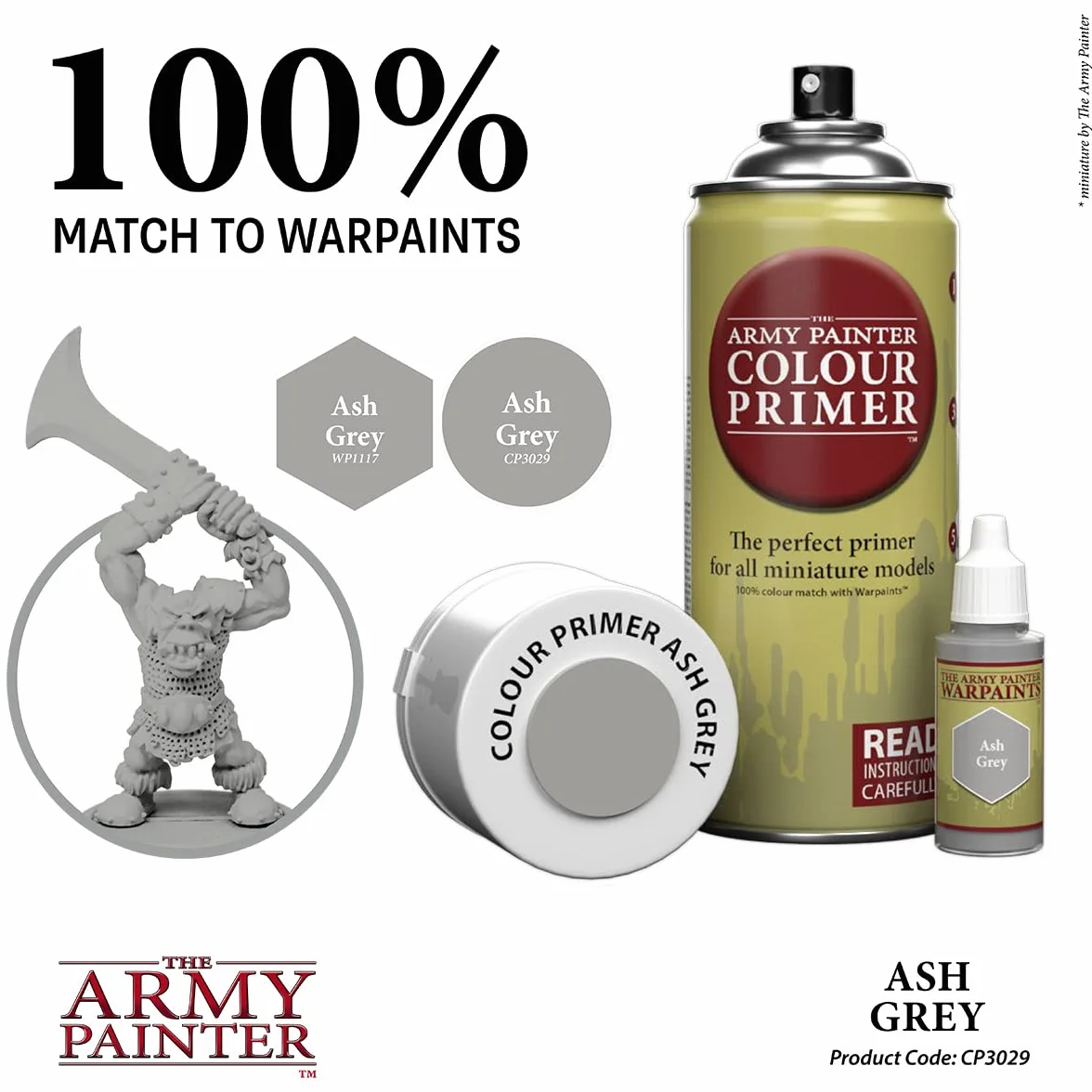 The Army Painter Color Primer Ash Grey 400 ml akrylowy podkład w sprayu, farba w sprayu do miniaturowego podkładu, odgrywania ról, gier planszowych i gier wojennych miniaturowych modelowania