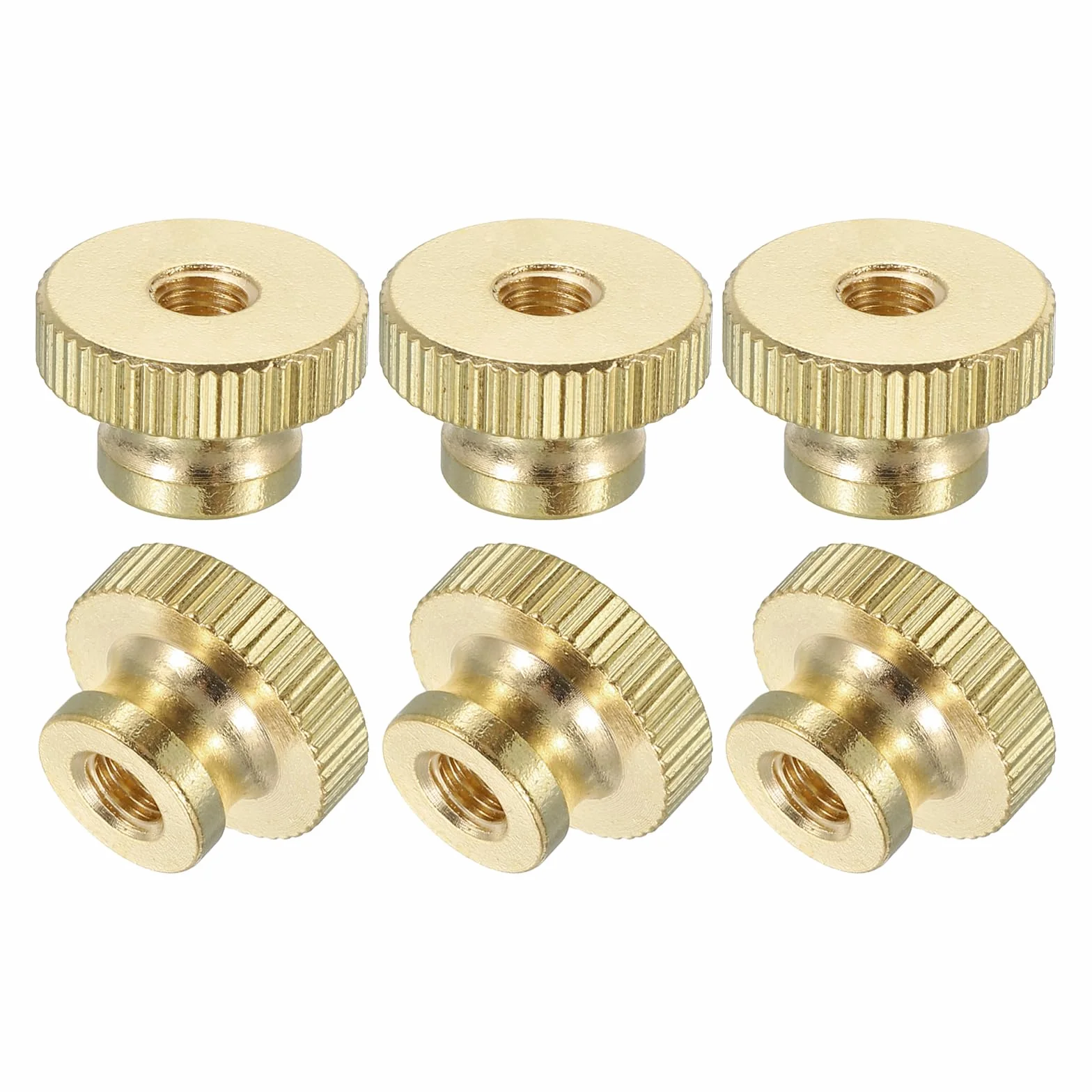 QUARKZMAN Radełkowane nakrętki na kciuki, 6 sztuk M5 x 16 mm x 10 mm, mosiądz