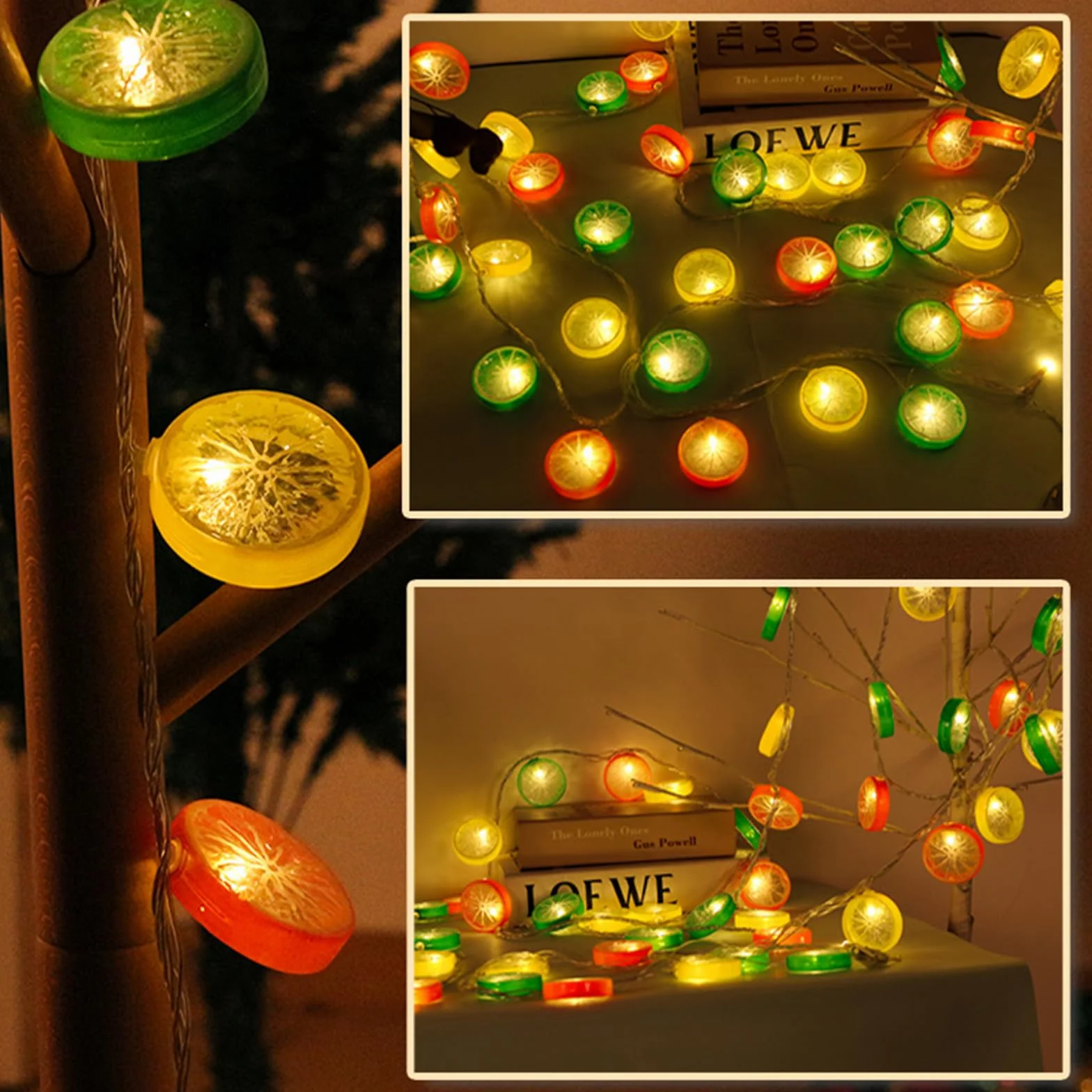 ENLACE Łańcuch świetlny z cytrynami 1,5 m 10 diod LED plasterek cytryny limonki pomarańczy światło cytrynowe na taras