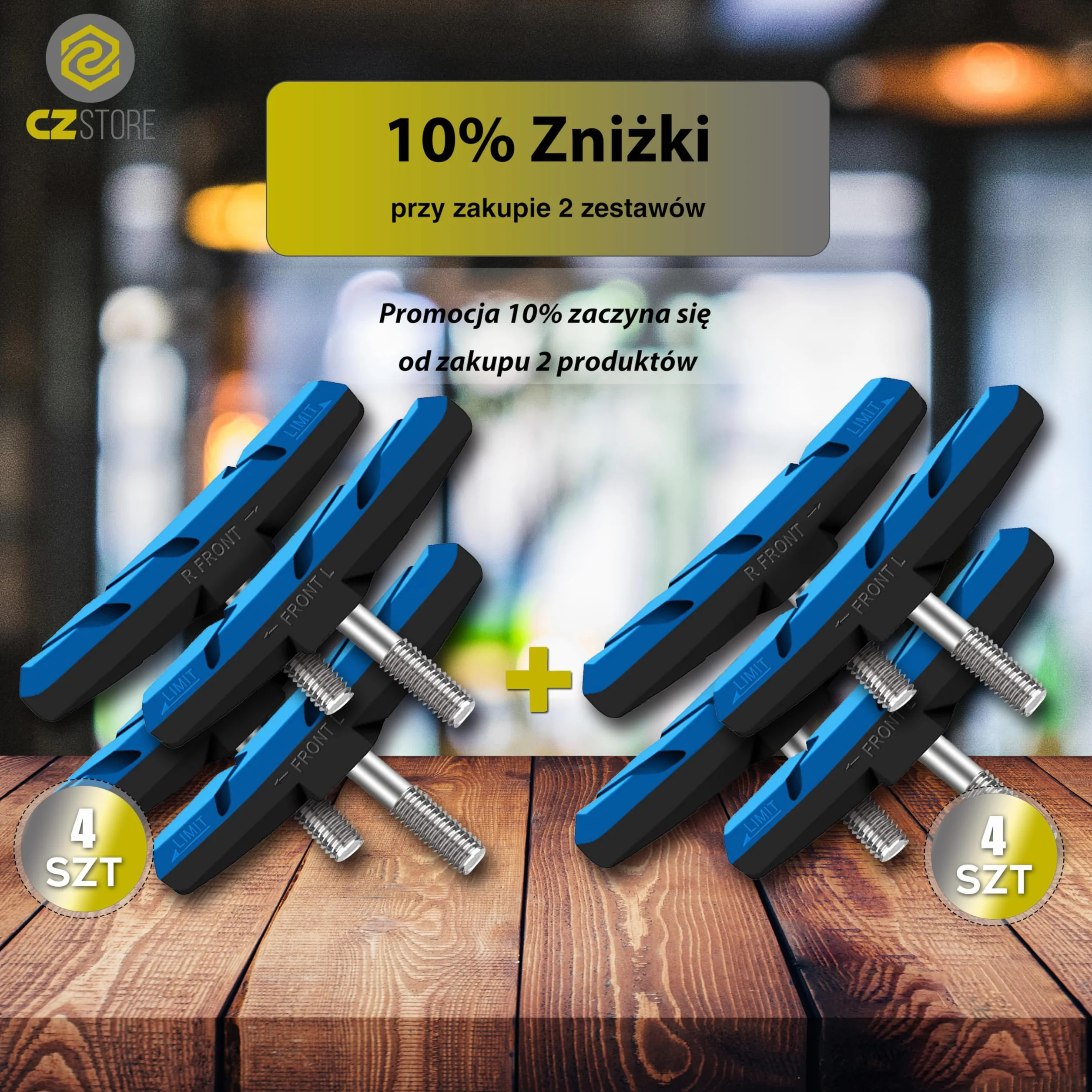 Zestaw Hamulców V-Brake- ✮DOŻYWOTNIA GWARANCJA✮ - 70 mm Długości, 14 mm Szerokości 2 Pary - Gumowe Klocki Hamulcowe do Zacisków Rowerowych - Podkładki i Nakrętki Mocujące, Niebieski