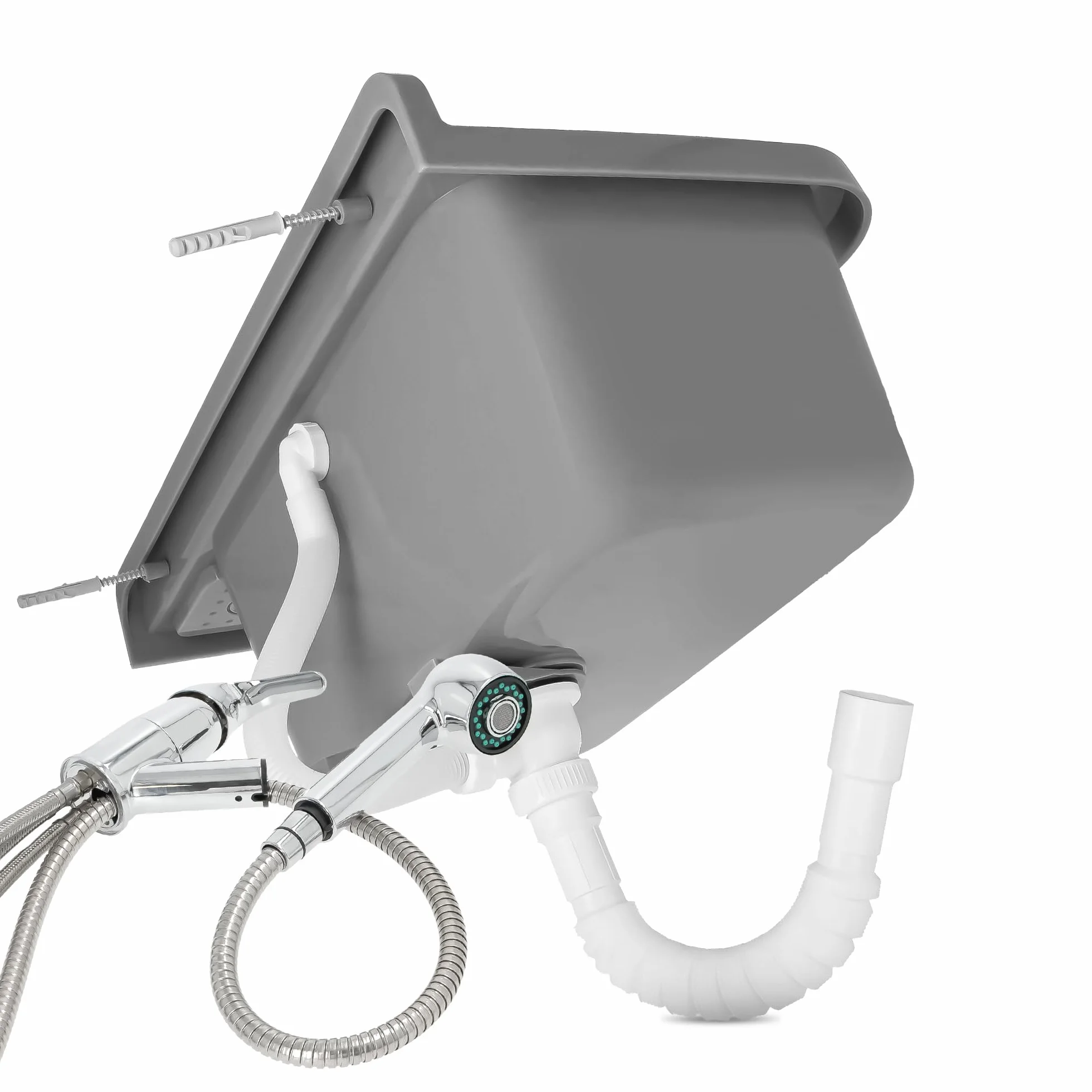 Zlew Roboczy 50x34x21 cm Polipropylen z Półką Bateria Wyciągana Wylewka Zestaw