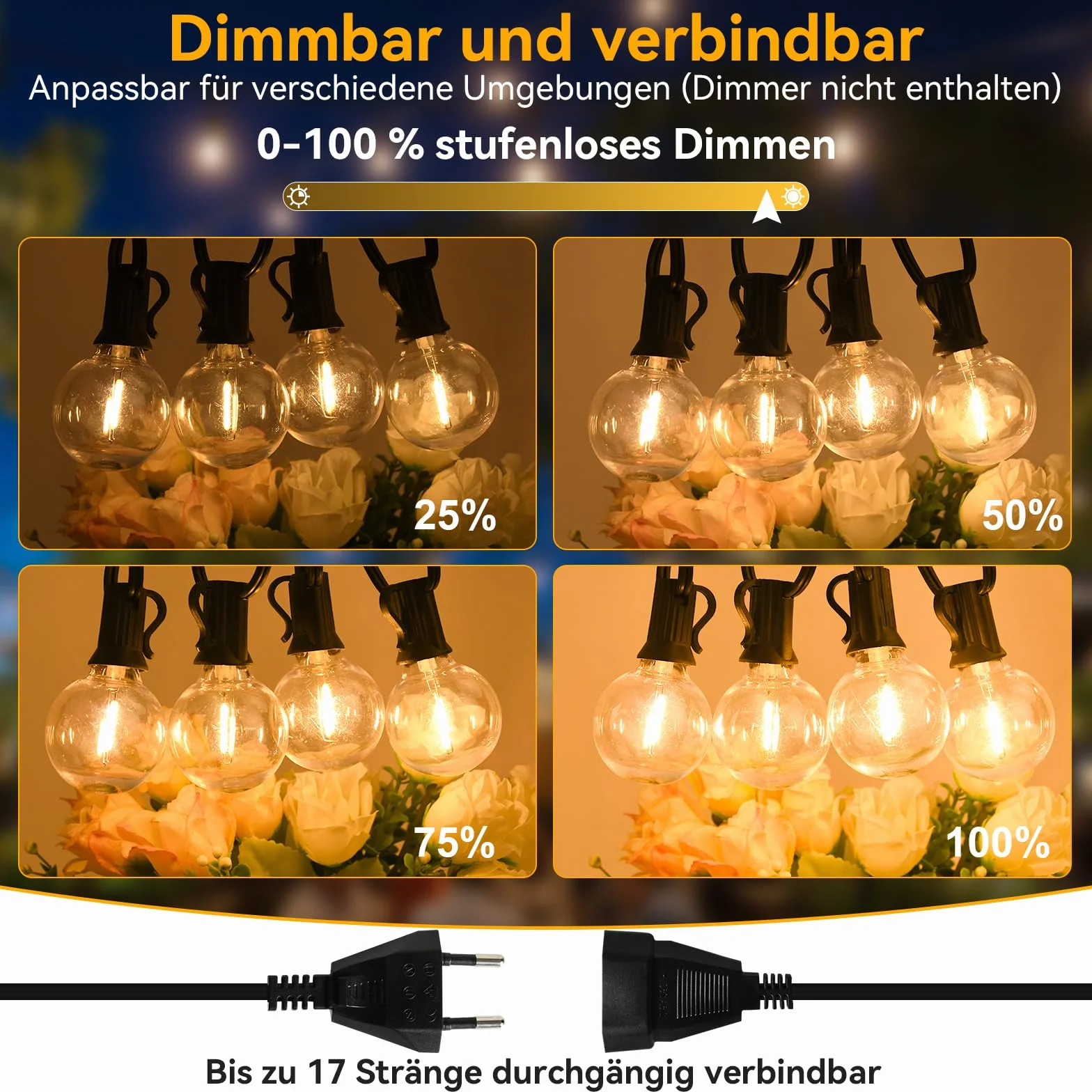 AVANLO Łańcuch świetlny LED 15 m 30+2 szt. wodoszczelny