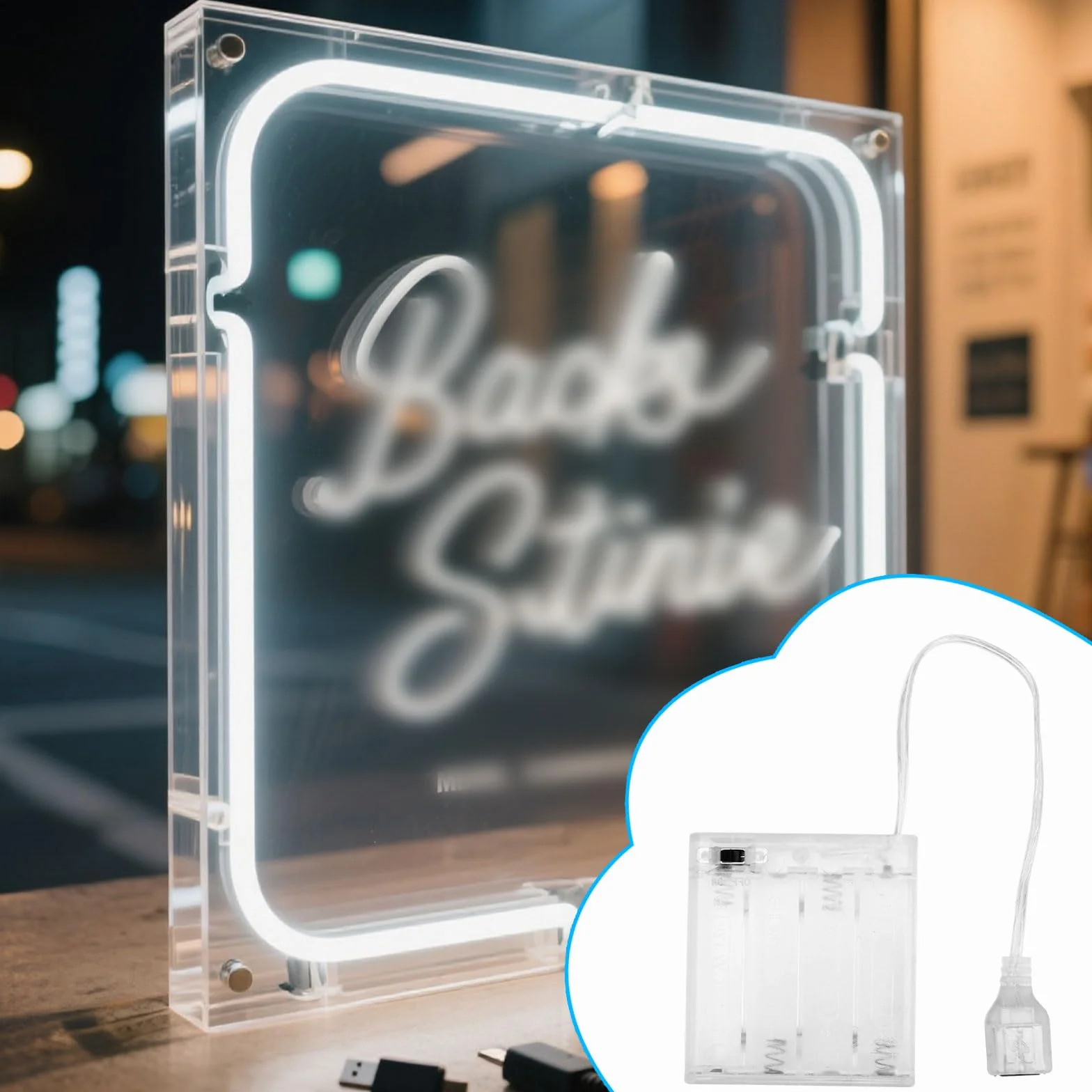 Przenośny Zestaw Baterii do Neonów LED 5V-6V, Zasilacz USB na Baterie