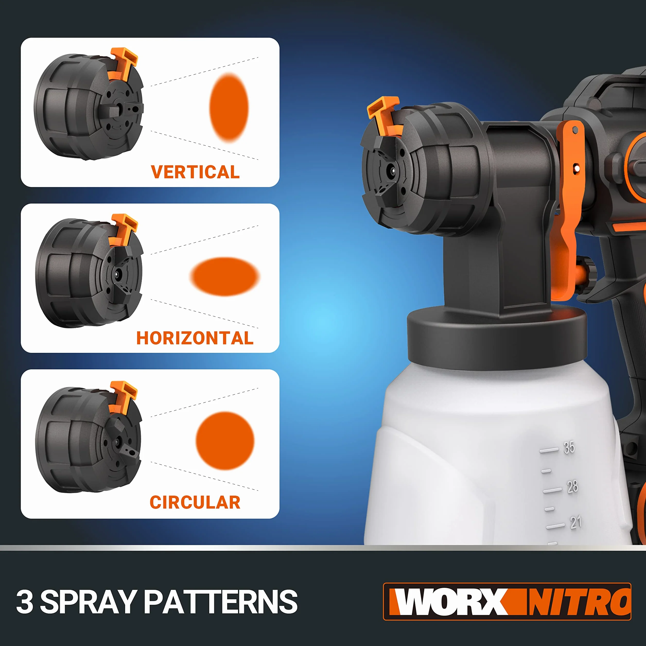 WORX Opryskiwacz do malowania baterii - 20KPa | PowerShare | WX020.9 | Brak baterii i ładowarki | Dysze do różnych materiałów, natryskiwania i czyszczenia