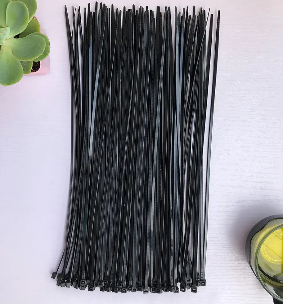 Opaski kablowe 300 mm × 3,6 mm czarne nylonowe samozaciskowe 100 sztuk