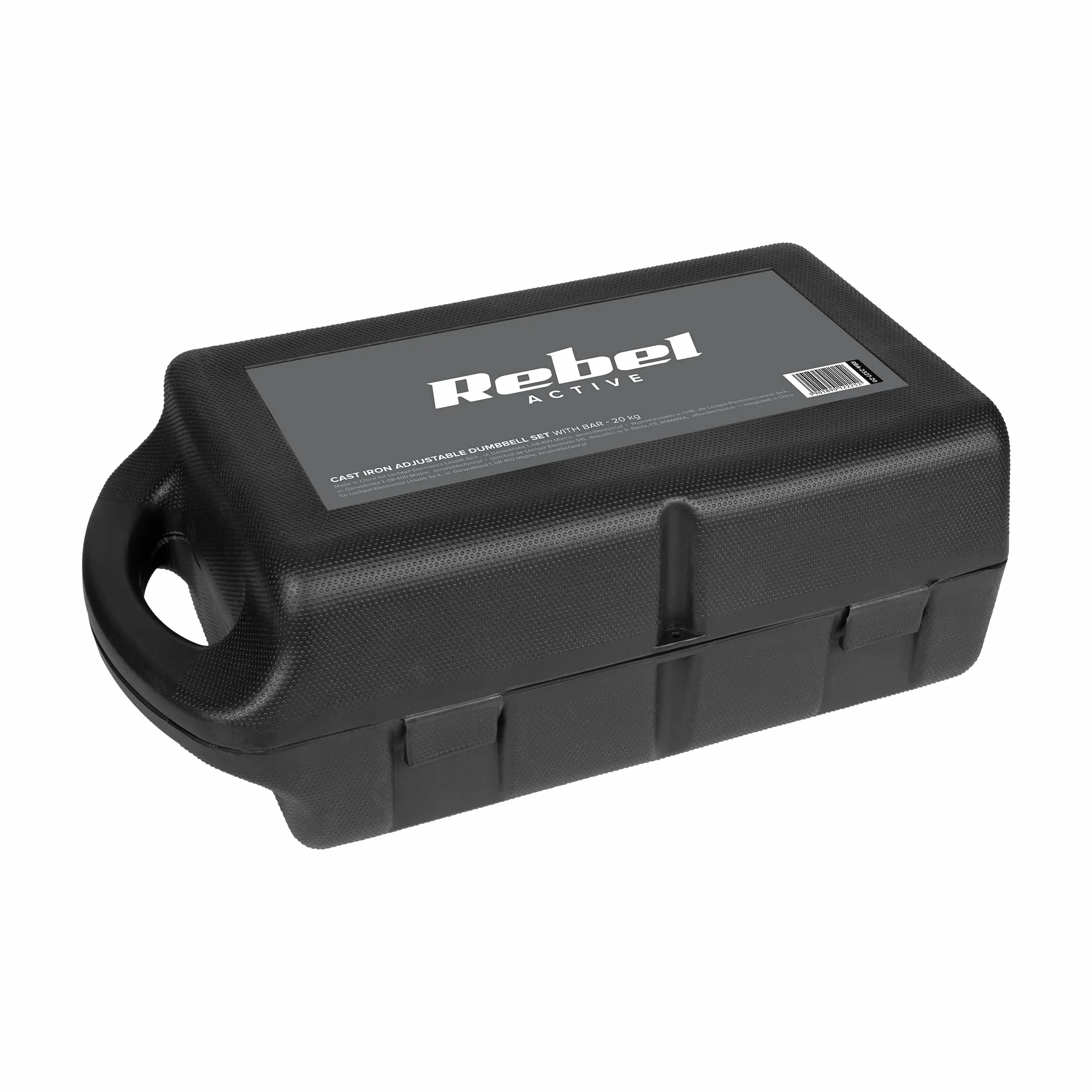 Rebel Electro Hantle Żeliwne w Walizce z Gryfem Zestaw 20kg Regulowane RBA-2327-20