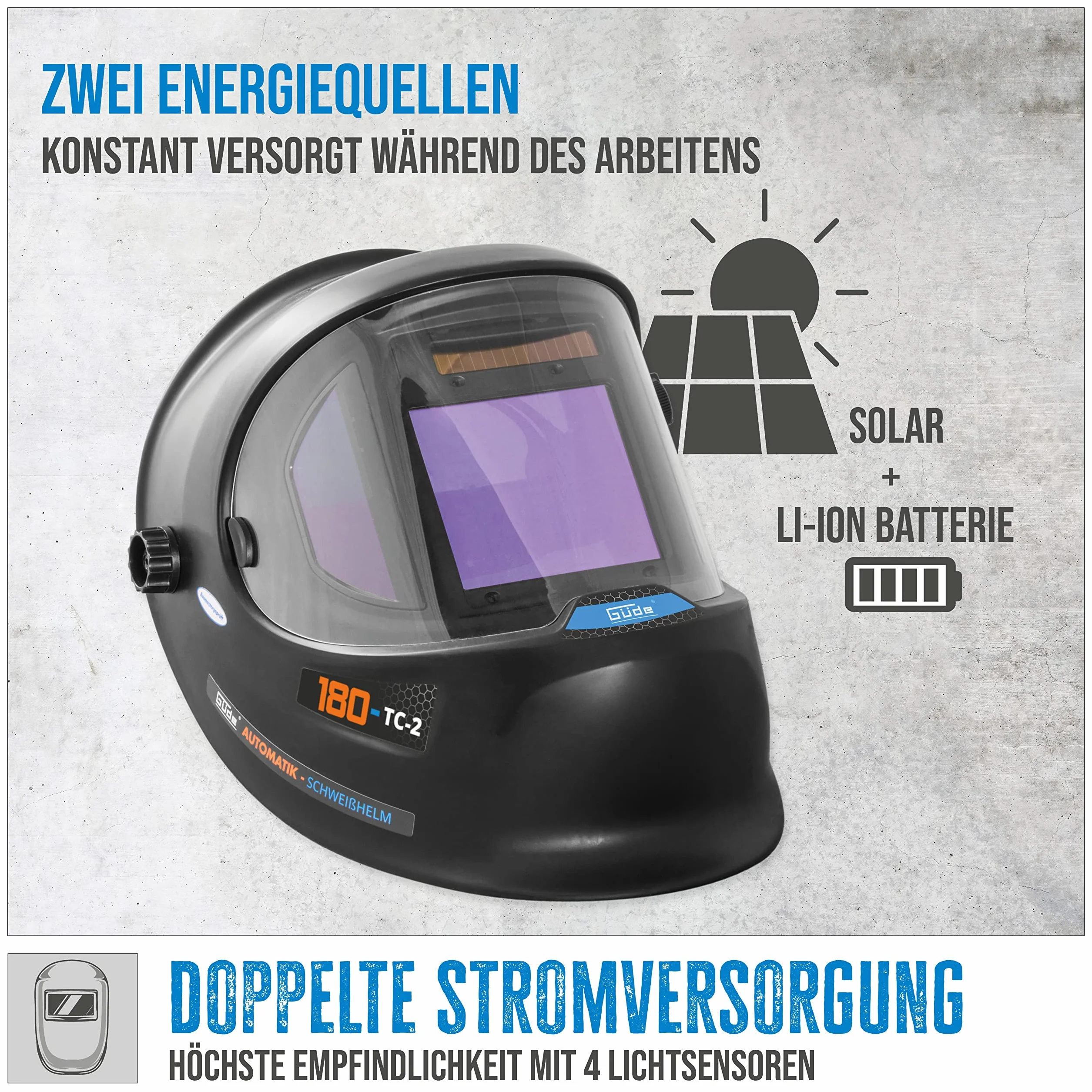Güde GSH 180-TC-2 automatyczny kask spawalniczy czarny