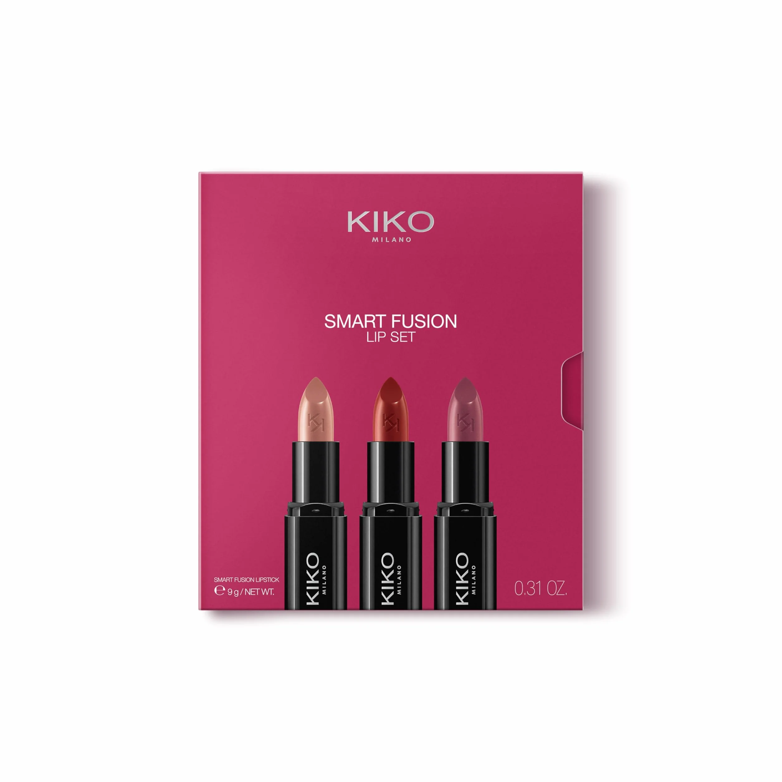 KIKO Milano Smart Fusion Lip Set 02, Zestaw Do Makijażu Ust Składający Się Z 3 Pomadek Błyszczących