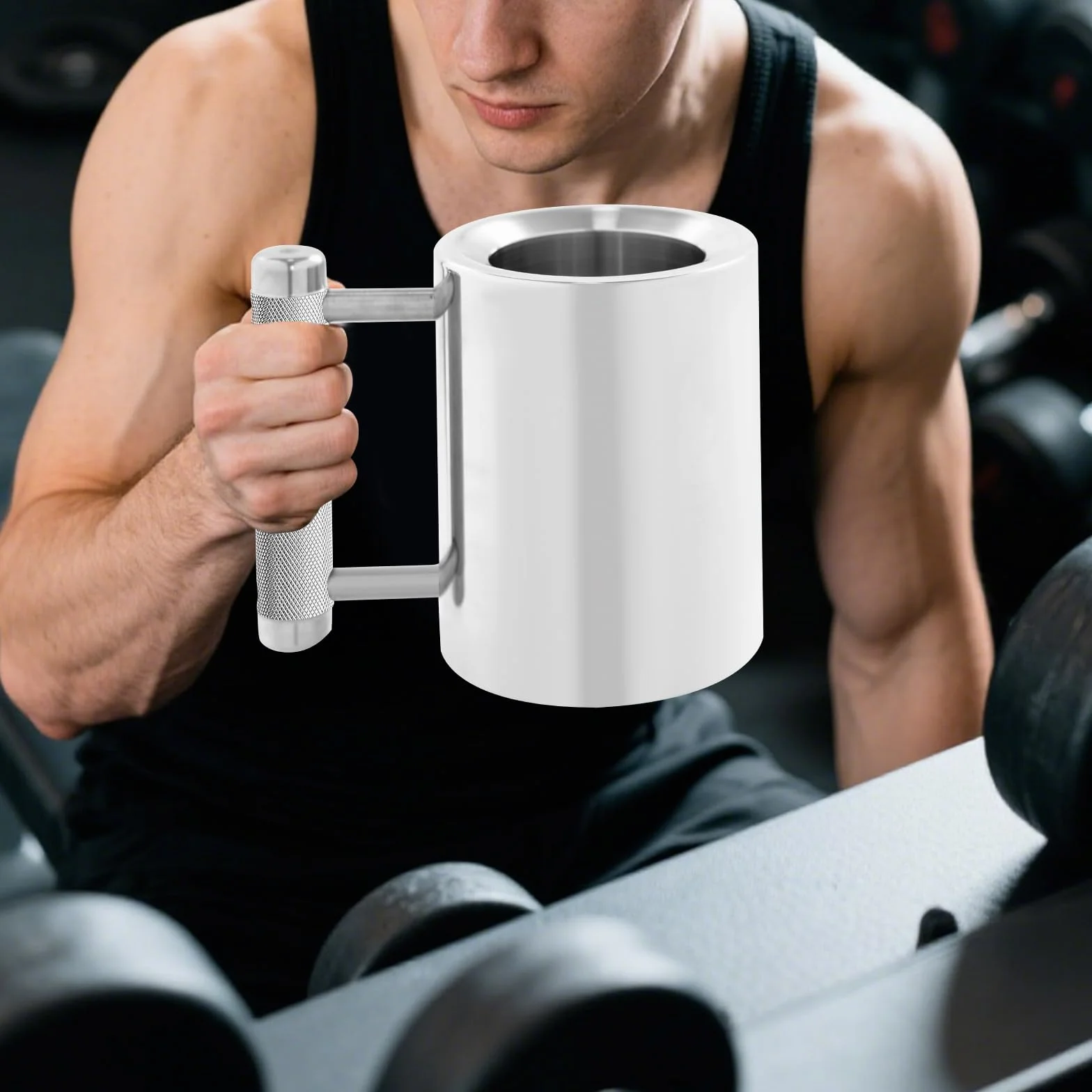Kubek 8 kg, 300 ml, wytrzymały kubek do hantli ze stali nierdzewnej do treningu ramion i nawodnienia, do użytku domowego, na siłownię, do biura lub na świeżym powietrzu