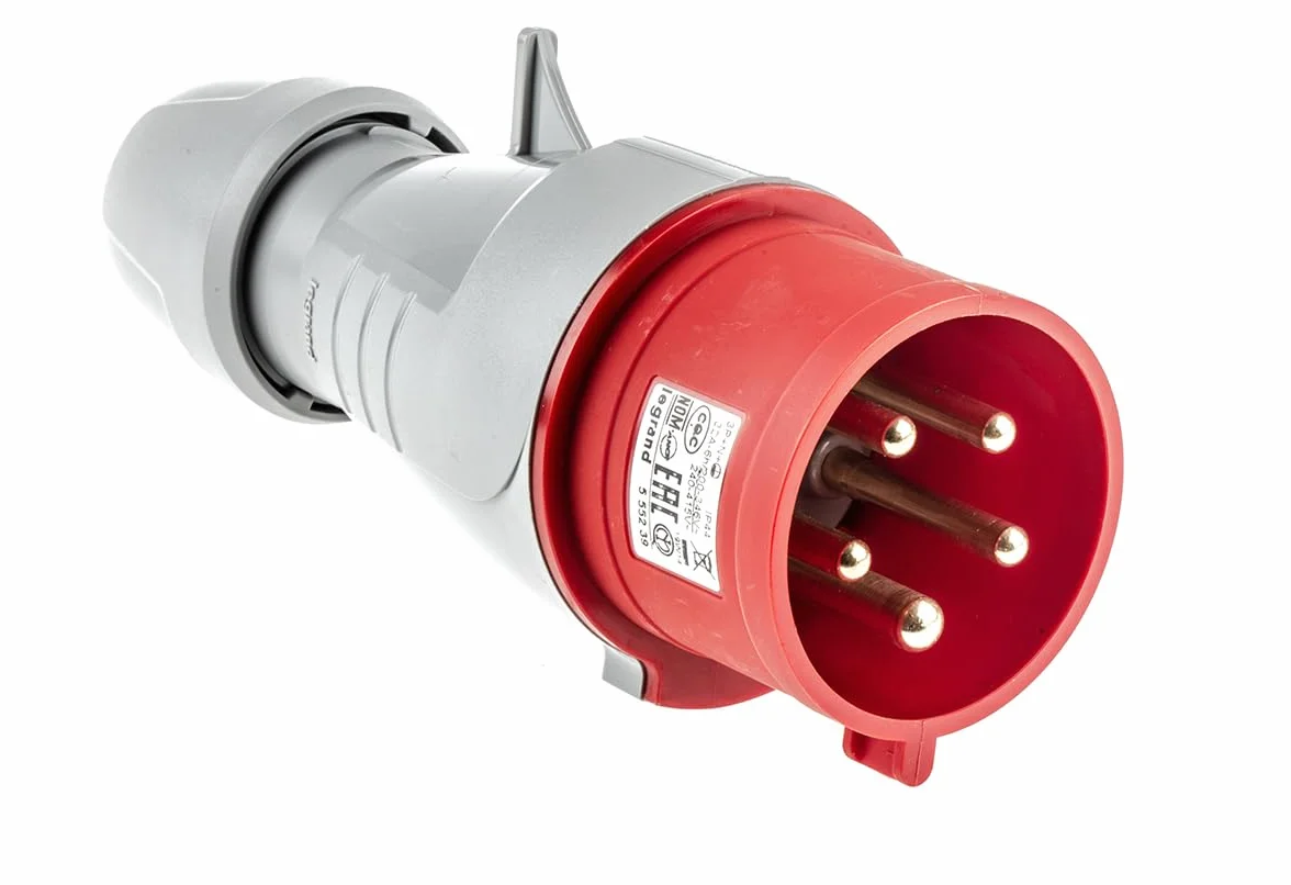LEGRAND, Wtyczka CEE 32A, czerwona 5-biegunowa (3P+N+PE), 6 h (400 V/32 A), stopień ochrony IP44, IK09, 090132