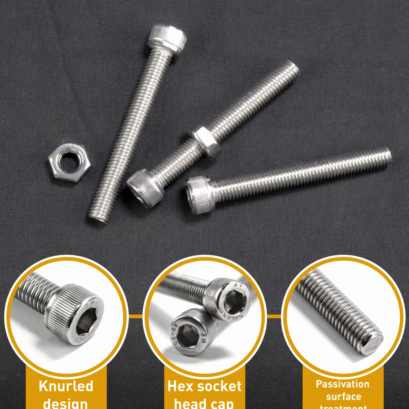 Zestaw 10 śrub M10, M10 x 80 mm, śruby z łbem cylindrycznym, śruby cylindryczne z łbem sześciokątnym, zestaw śrub gwintowanych ze stali nierdzewnej, zestaw śrub maszynowych, śruby sześciokątne