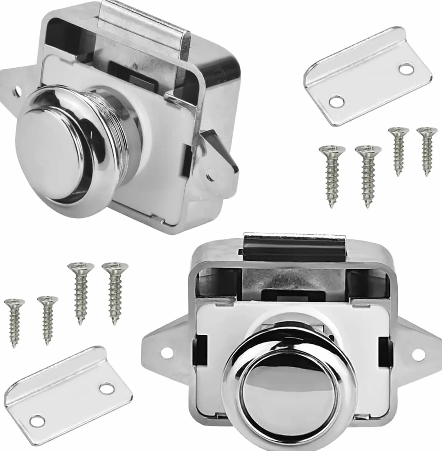 LATRAT 2 sztuki zamek Push Lock do przyczepy kempingowej, chromu