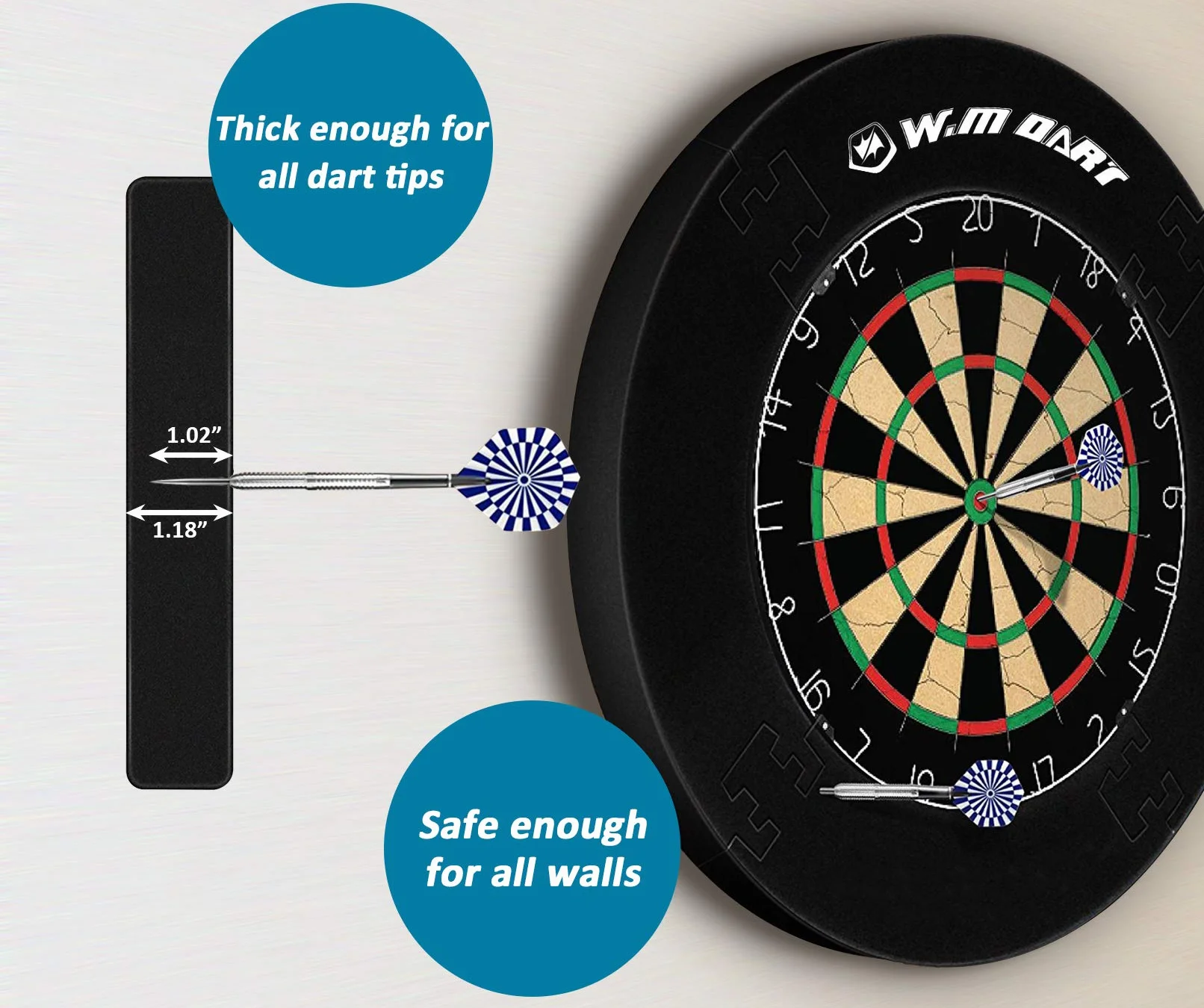 WIN.MAX Dart Catchring Surround pierścień do wychwytywania darta, okrągła tarcza do darta, surround Eva