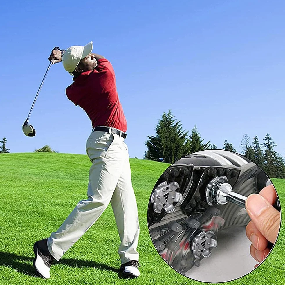 Antypoślizgowe kolce do butów golfowych, 30 szt. szpilek do butów golfowych, wymienne miękkie, szybkie skręcane ćwieki z kluczem golfowym do pomocy treningowych golfa