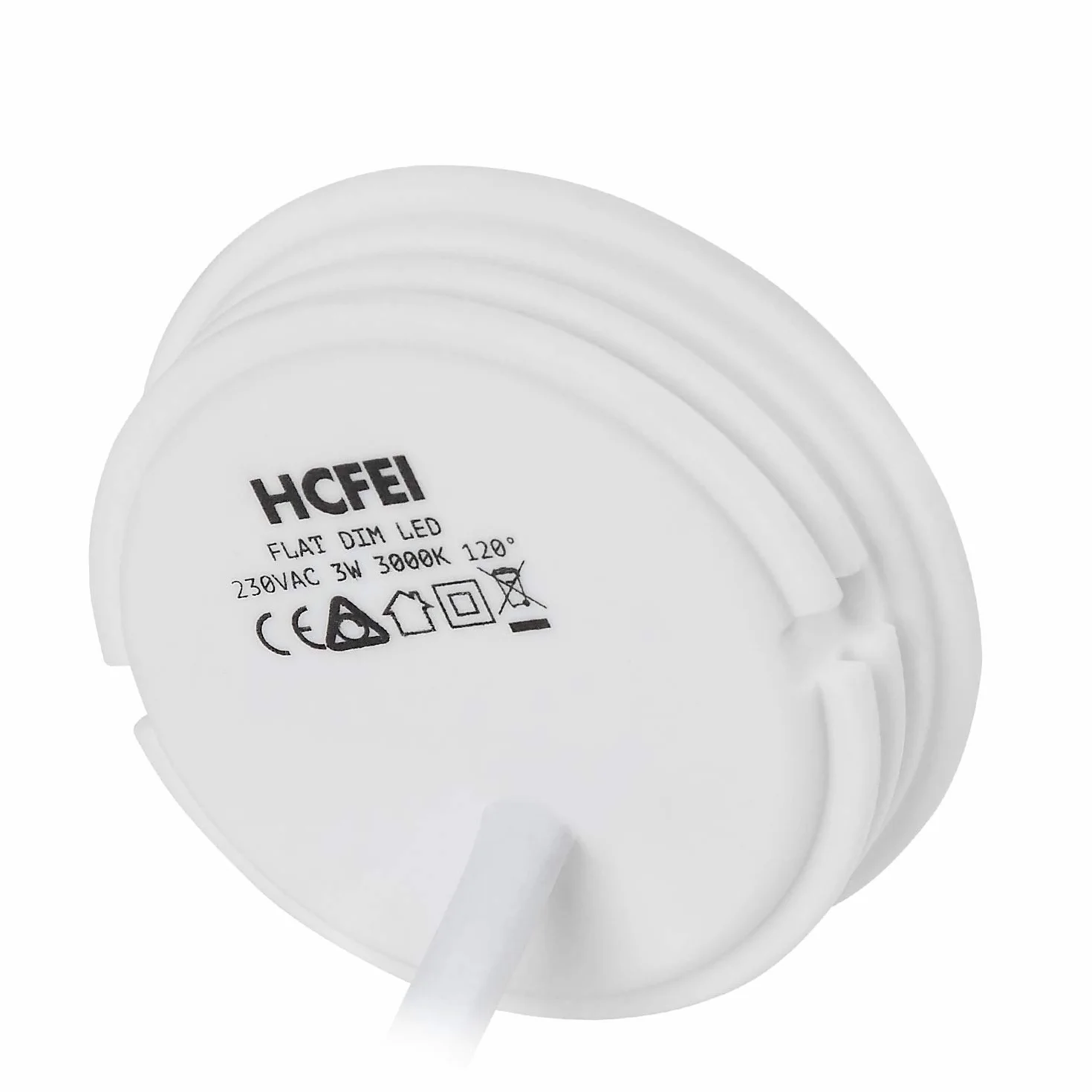HCFEI 10 x Ultra płaski 230 V 3 W GU10 MR16 moduł LED 50 mm średnica reflektora 15 mm długość ciepła biel 3000 K 300 lm, możliwość ściemniania, 120° odbicia światła