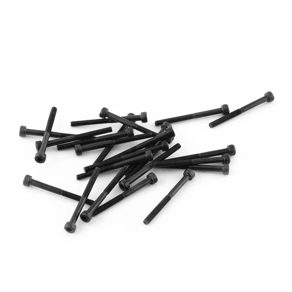 Zestaw śrub z łbem walcowym sześciokątnym M3 12.9 DIN912 4-50 mm, w pełni gwintowany, gładkie wykończenie 24 szt.