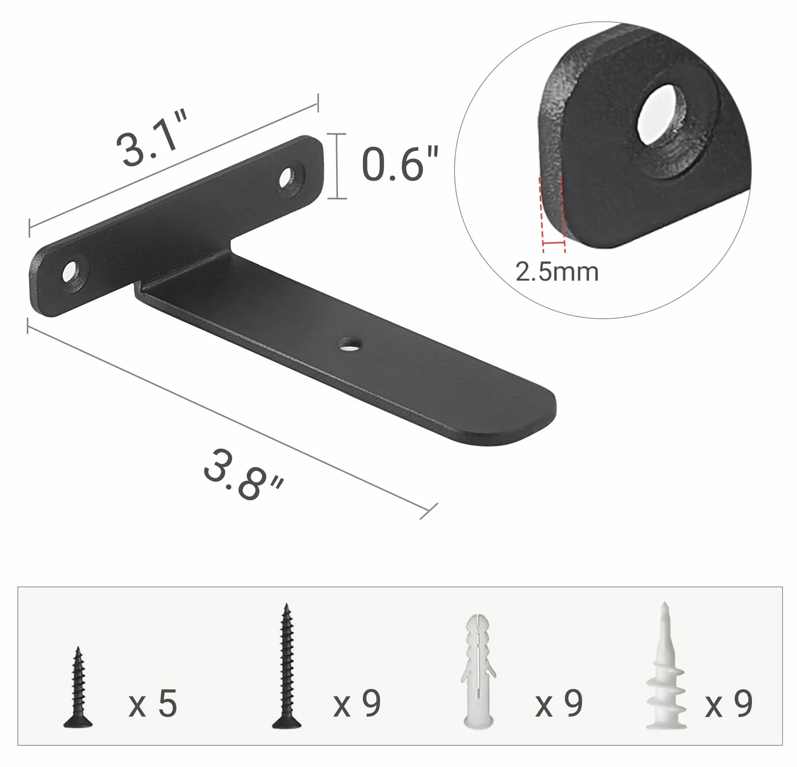 Mkono Wsporniki do półek 4-pak 15 cm ukryte wsporniki półek metalowe wytrzymałe żelazne L do drewnianych półek