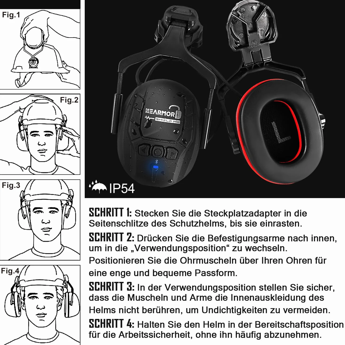 HEARMOR Ochrona słuchu Bluetooth SNR 32 dB, zamocowana na kasku
