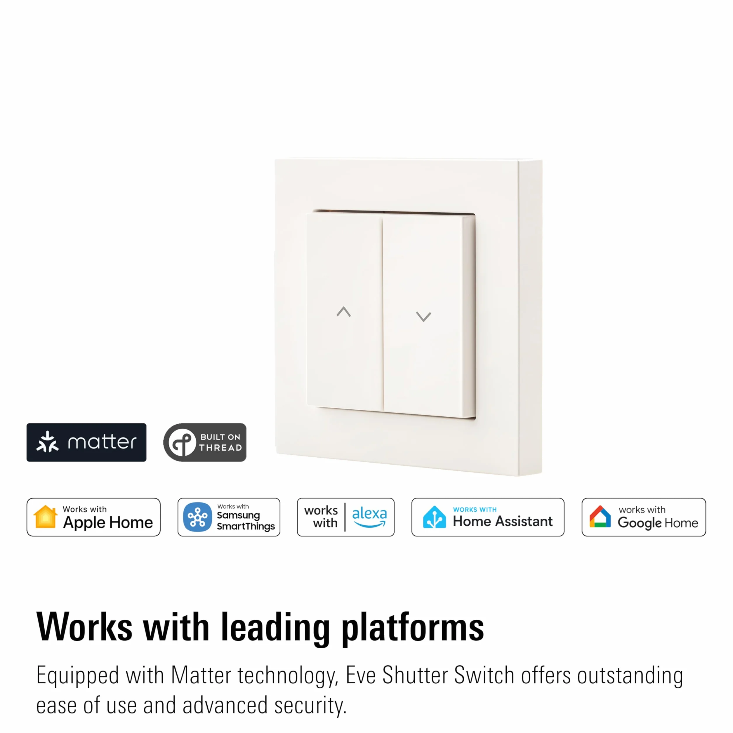 Eve Shutter Switch - inteligentne sterowanie roletą (mat) do Alexa, Apple Home;Google Home;SmartThings; Home Assistant; sterowanie aplikacją i głosem; automatyzacja; wymaga routera granicznego i