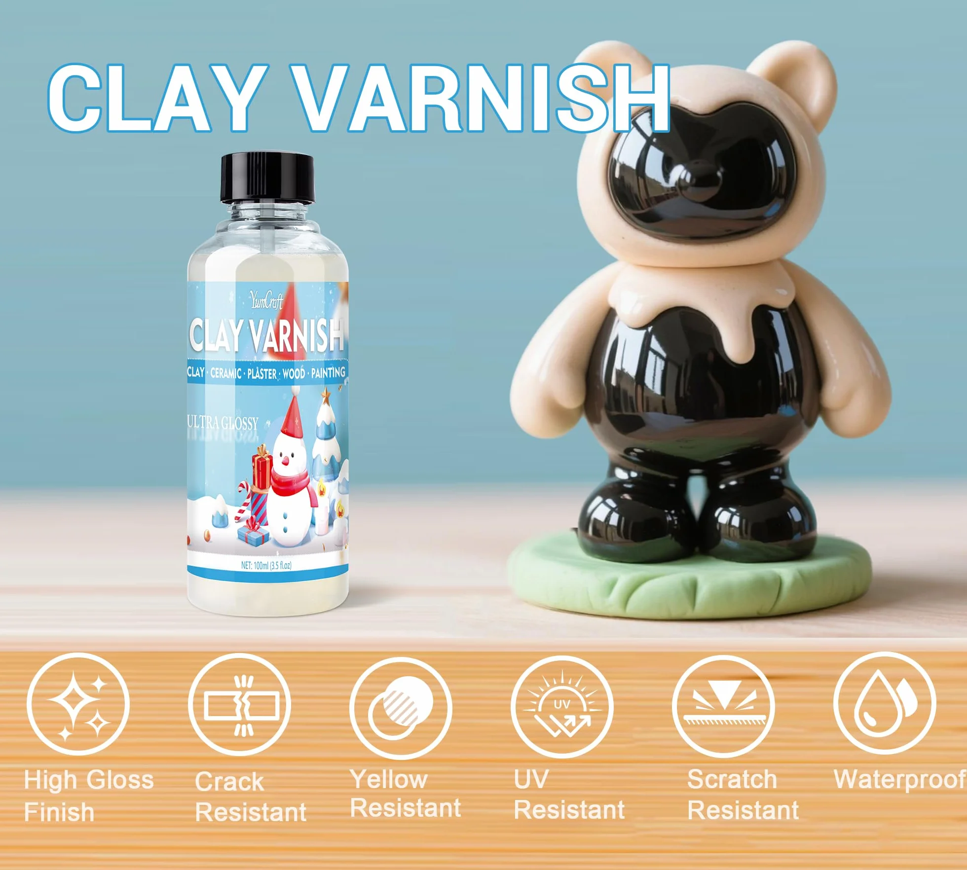 Air Dry Clay Glass - przezroczysty lakier do gliny, błyszcząca i matowa glazura, wodoodporny, odporny na zarysowania