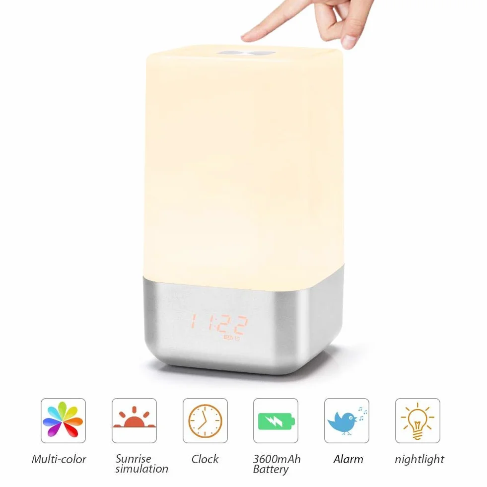 Wake-Up Light Budzik Symulacja wschodu słońca USB lampa nocna 5 dźwięków
