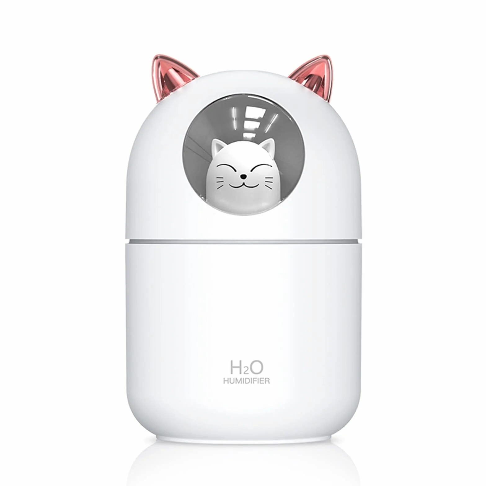 SANON Nawilżacz 300 ml, uroczy nawilżacz z kotem, mini nawilżacz USB z 2 trybami natryskiwania lampka nocna