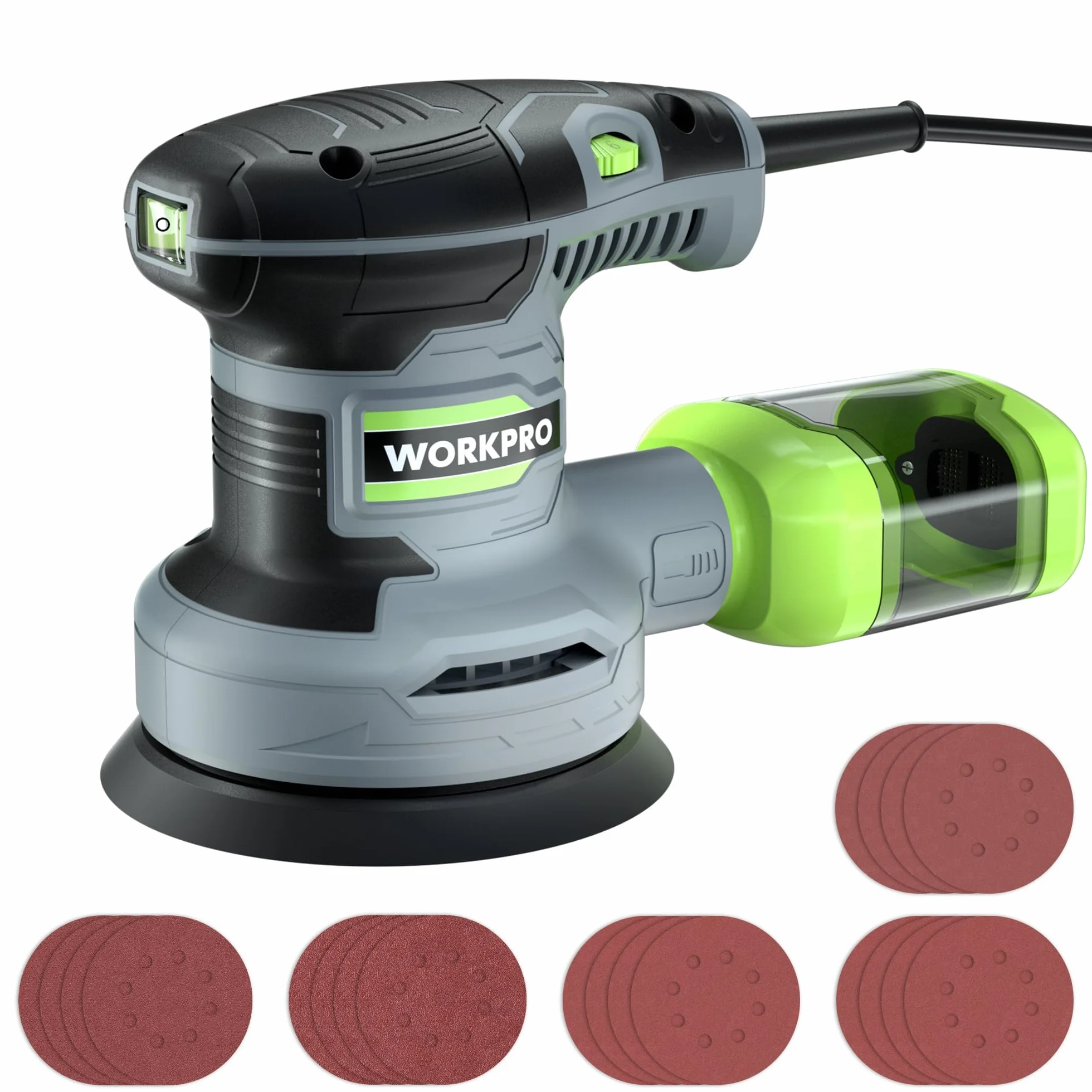 WORKPRO Szlifierka mimośrodowa 125 mm, 300 W z regulowaną prędkością 7000–13000 obr./min