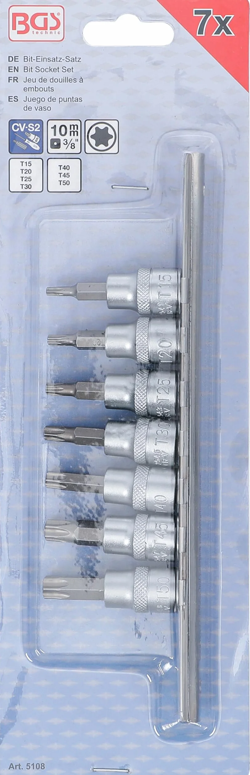 BGS 5108 Zestaw nasadek do bitów 10 mm (3/8") profil T Torx T15-T50 7 szt.