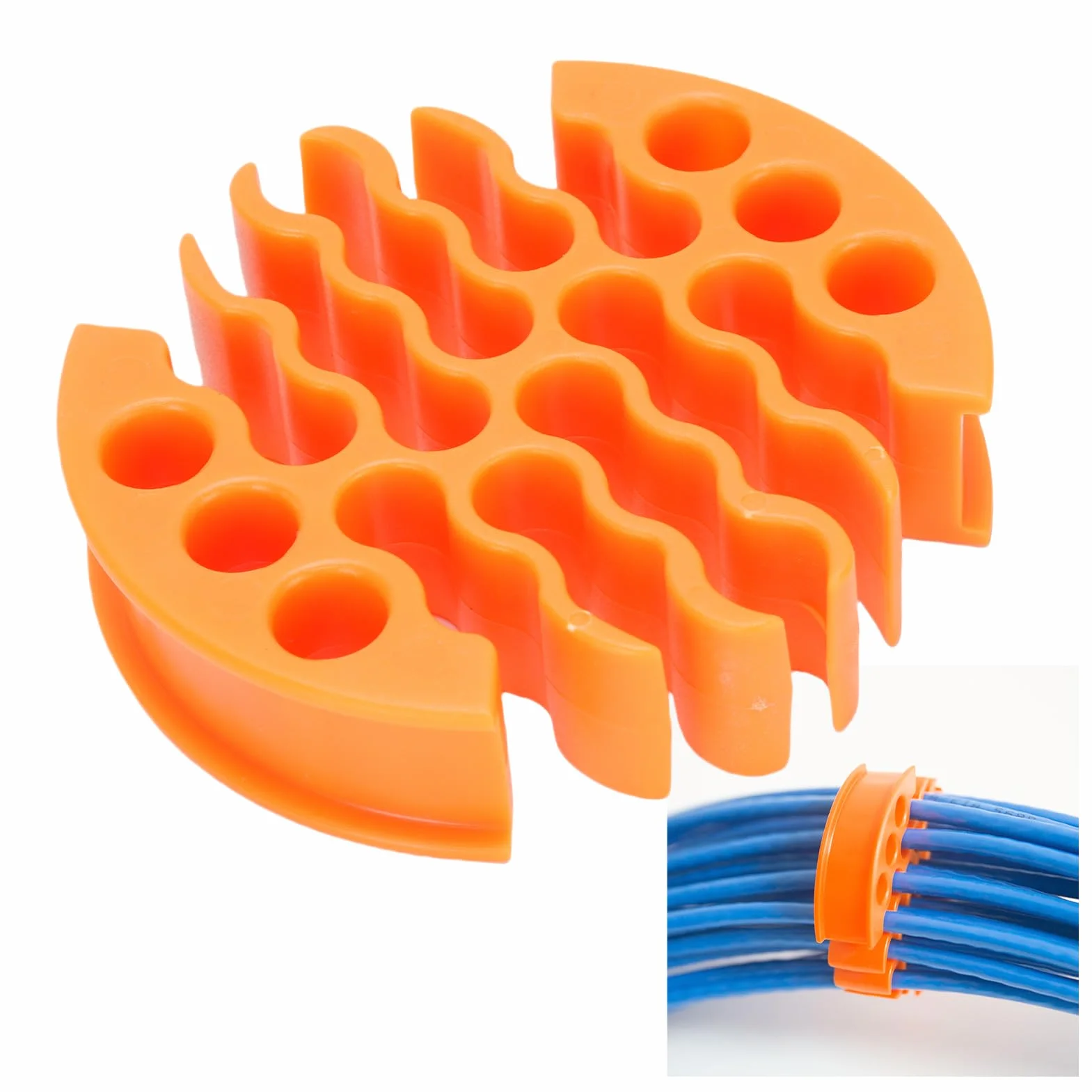 Przewodowe Grzebień do 30 Kabli Sieciowych, Narzędzie do Zarządzania Kablami 0,3 Cala, Organizer Przewodów (ORANGE)
