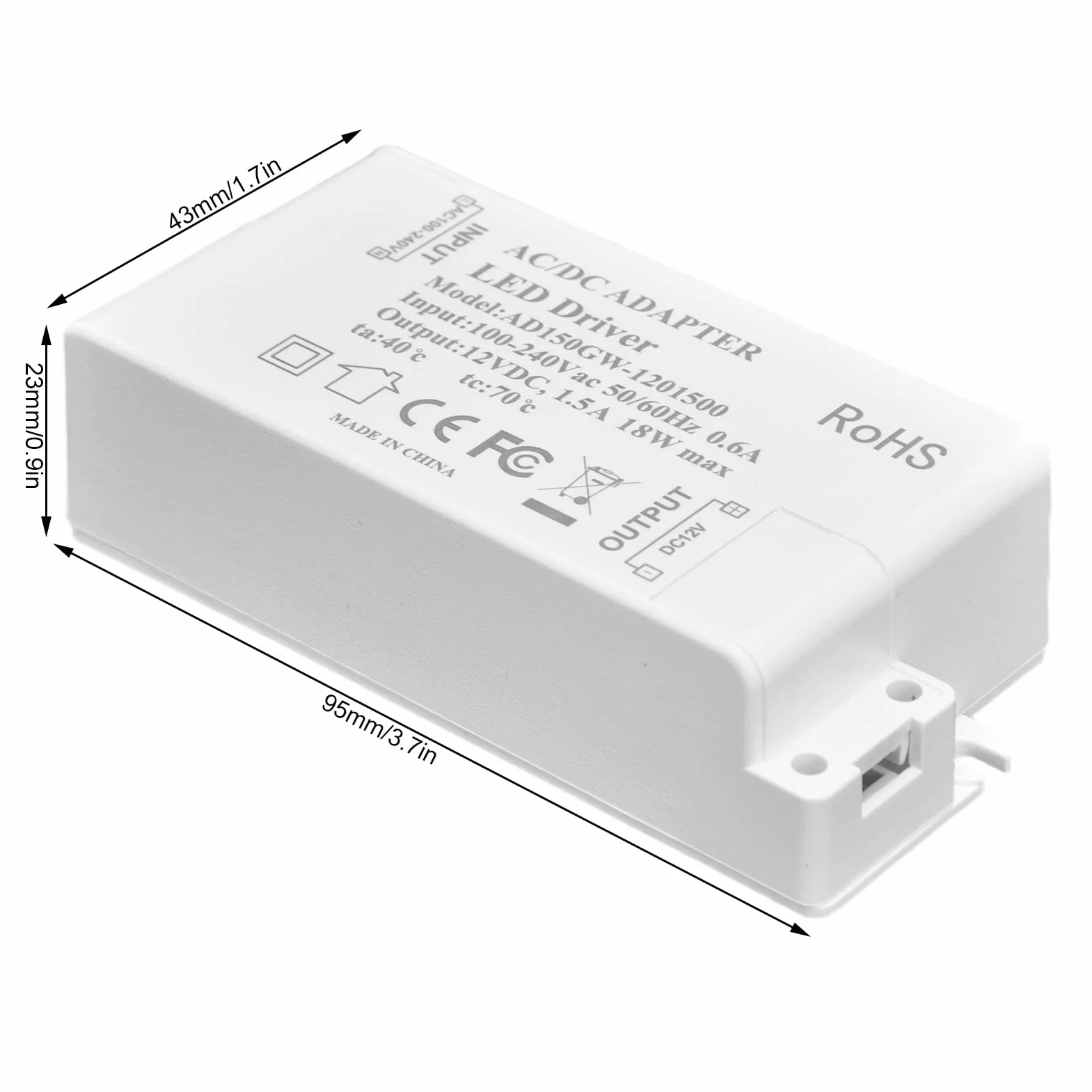 Zasilacz AC 100-240V do DC 12V 1,5A Konwerter Transformator LED do Pasków LED Kamera CCTV