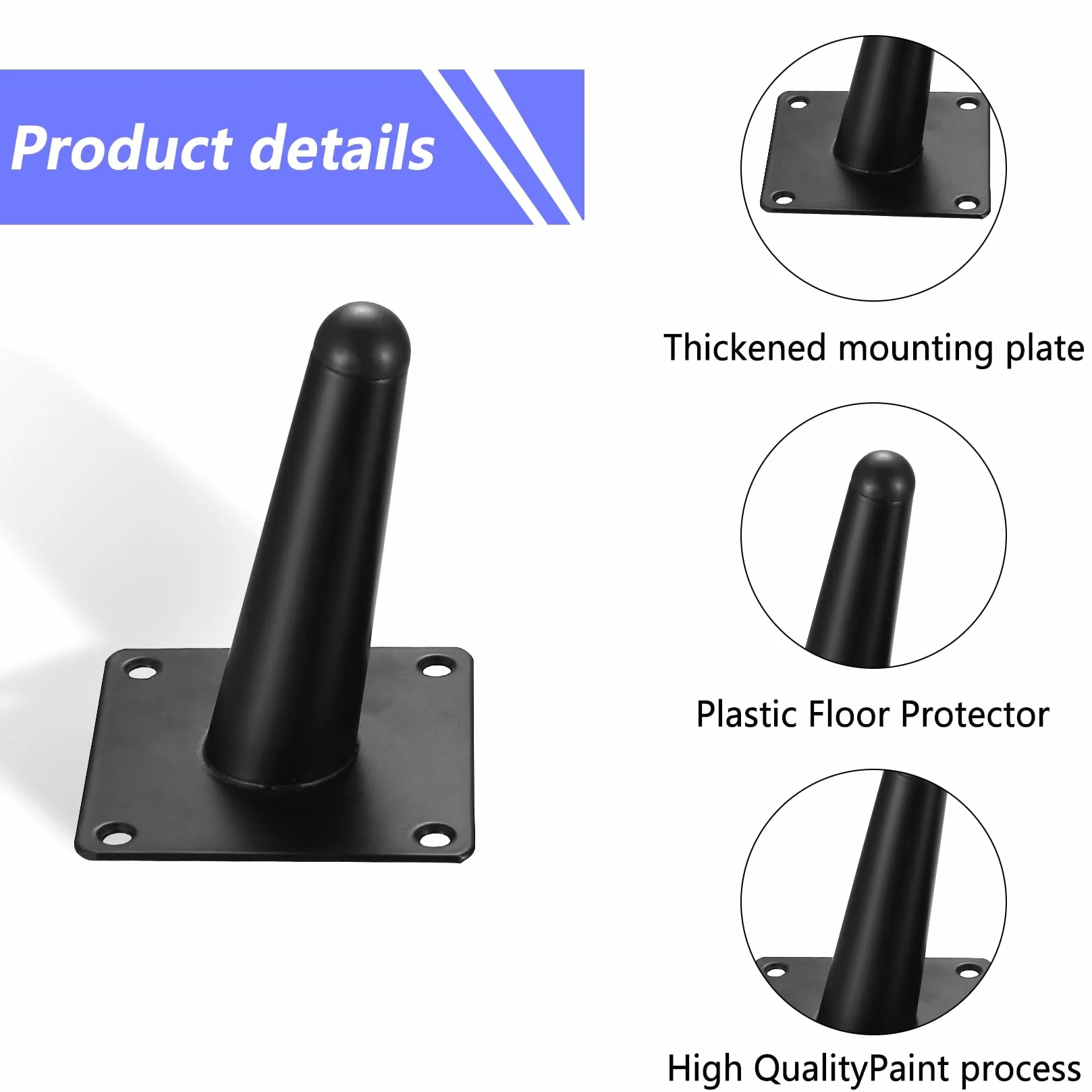 Nogi Meblowe Skośne Metalowe Czarne 10 cm 4 Sztuki Do Szafy Sofy Stołu