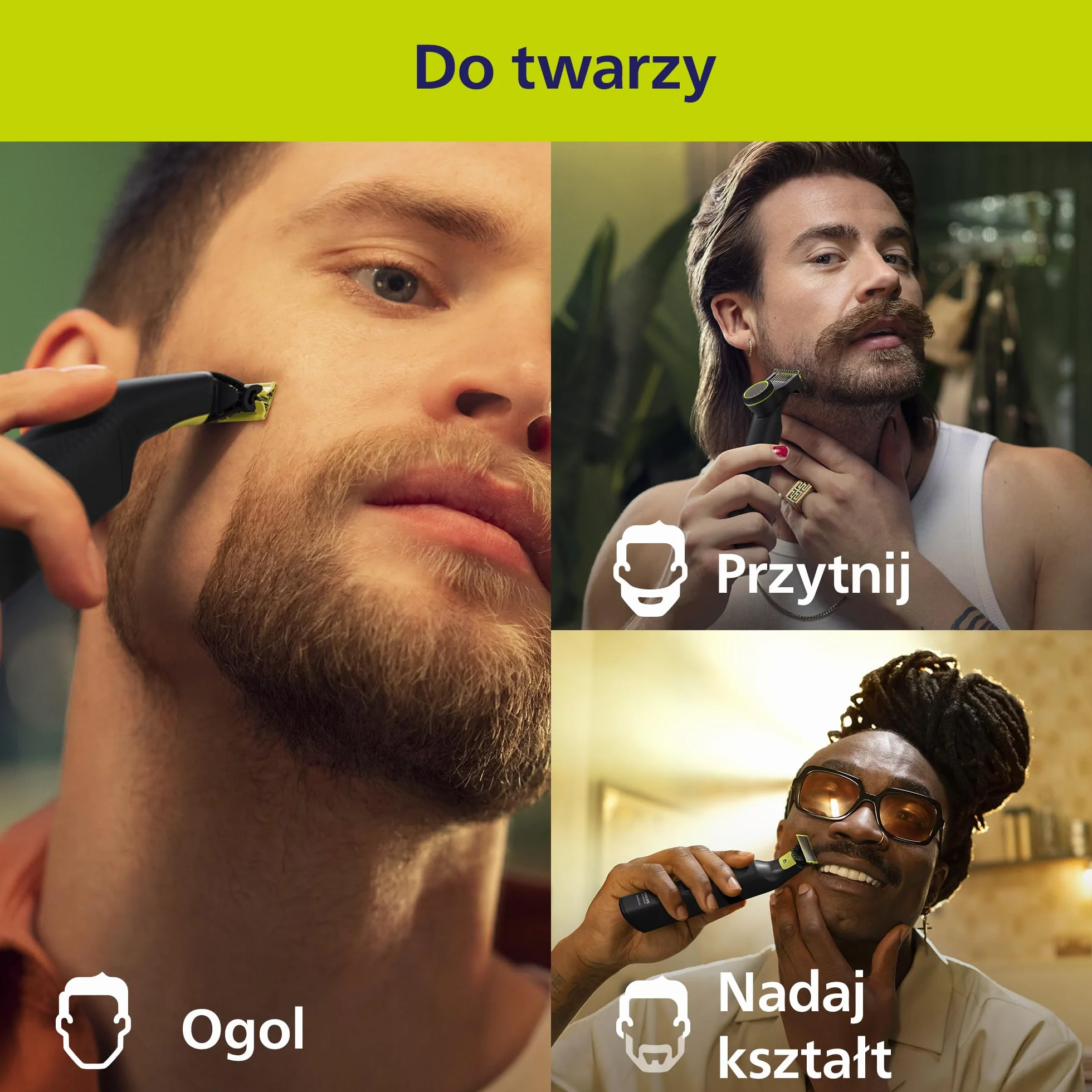 Philips OneBlade Pro 360 Autentyczny Elektryczny trymer do twarzy i ciała, golarka i groomer, 3x ostrze 360, grzebień o długości 20, zestaw do ciała, podstawka ładująca, etui podróżne, QP6652/35