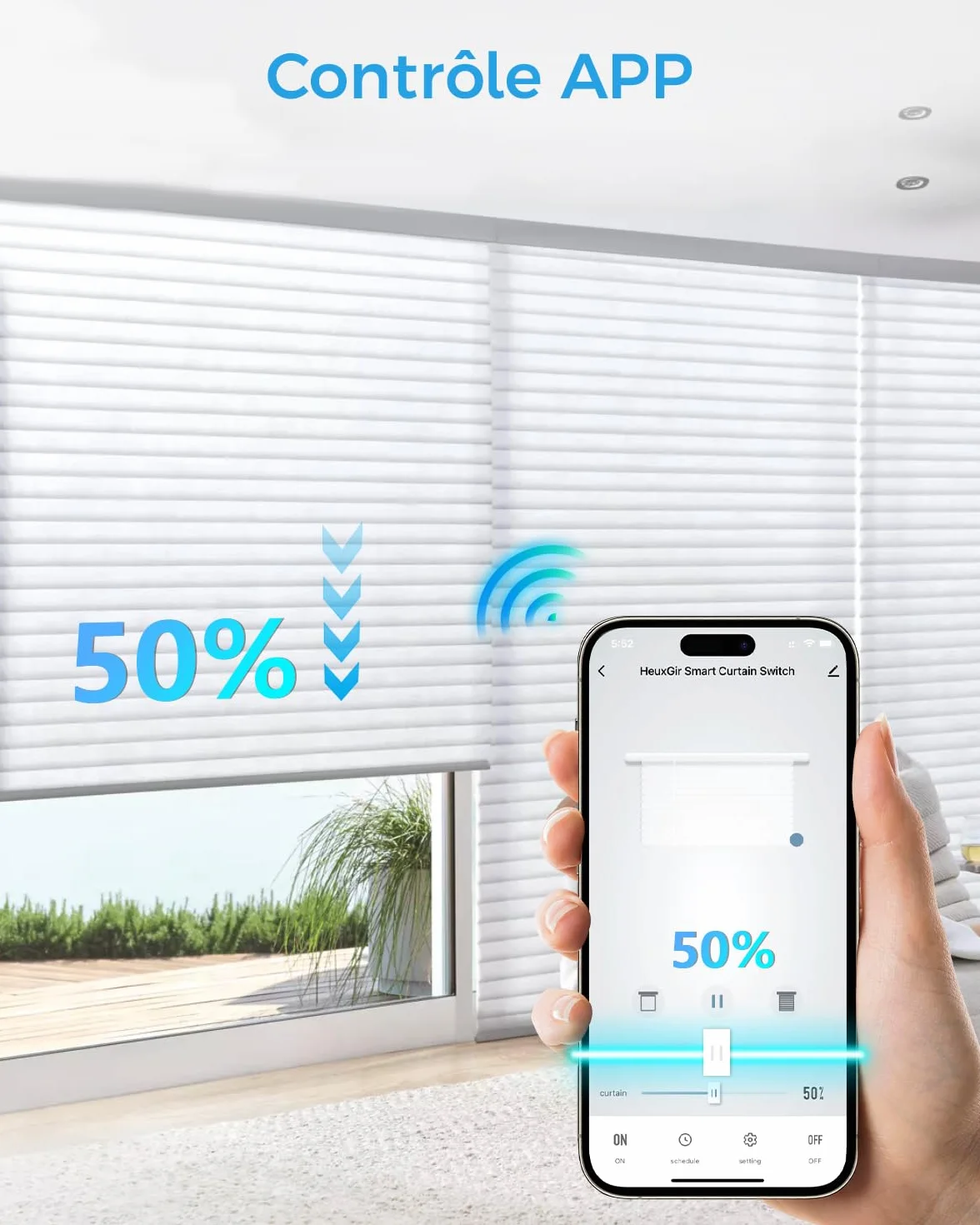 Przełącznik rolet Wi-Fi z funkcją procentową, kompatybilny z Alexa/Google Home, sterowanie głosem i timer, wymagany przewód zerowy, 1 szt