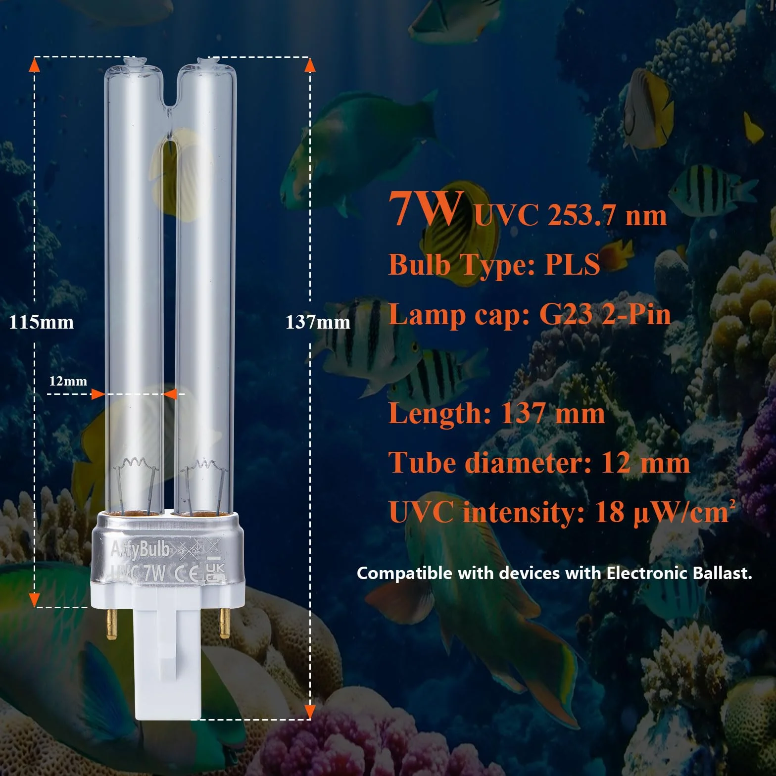Wymienna żarówka UV 7W G23 PLS do maszyny filtrującej UVC