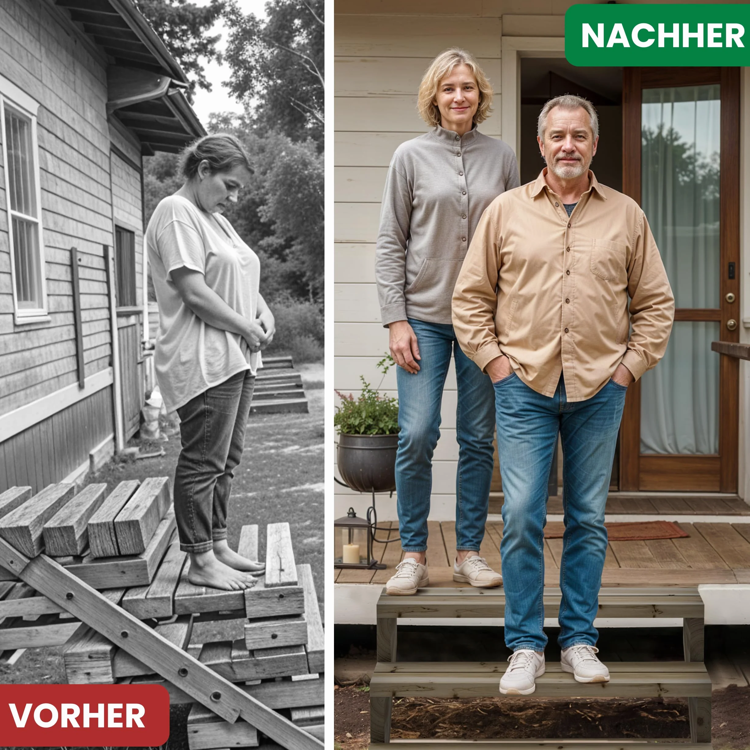 Gartenwelt Riegelsberger Schody tarasowe 190 cm 4 stopnie wysokość 72 cm lite drewno sosnowe impregnowane ciśnieniowo zestaw
