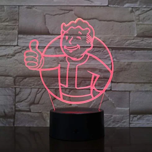 Lampa LED USB dla dzieci, motyw Vault Boy, wielokolorowa