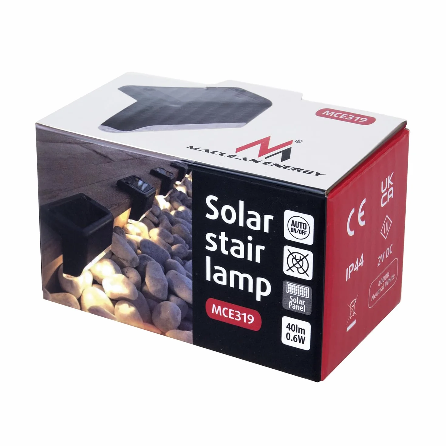 Lampa schodowa tarasowa LED Maclean IP44 4000K Ni-MH 100 mAh 80x45x45mm czujnik zmierzchu MCE319