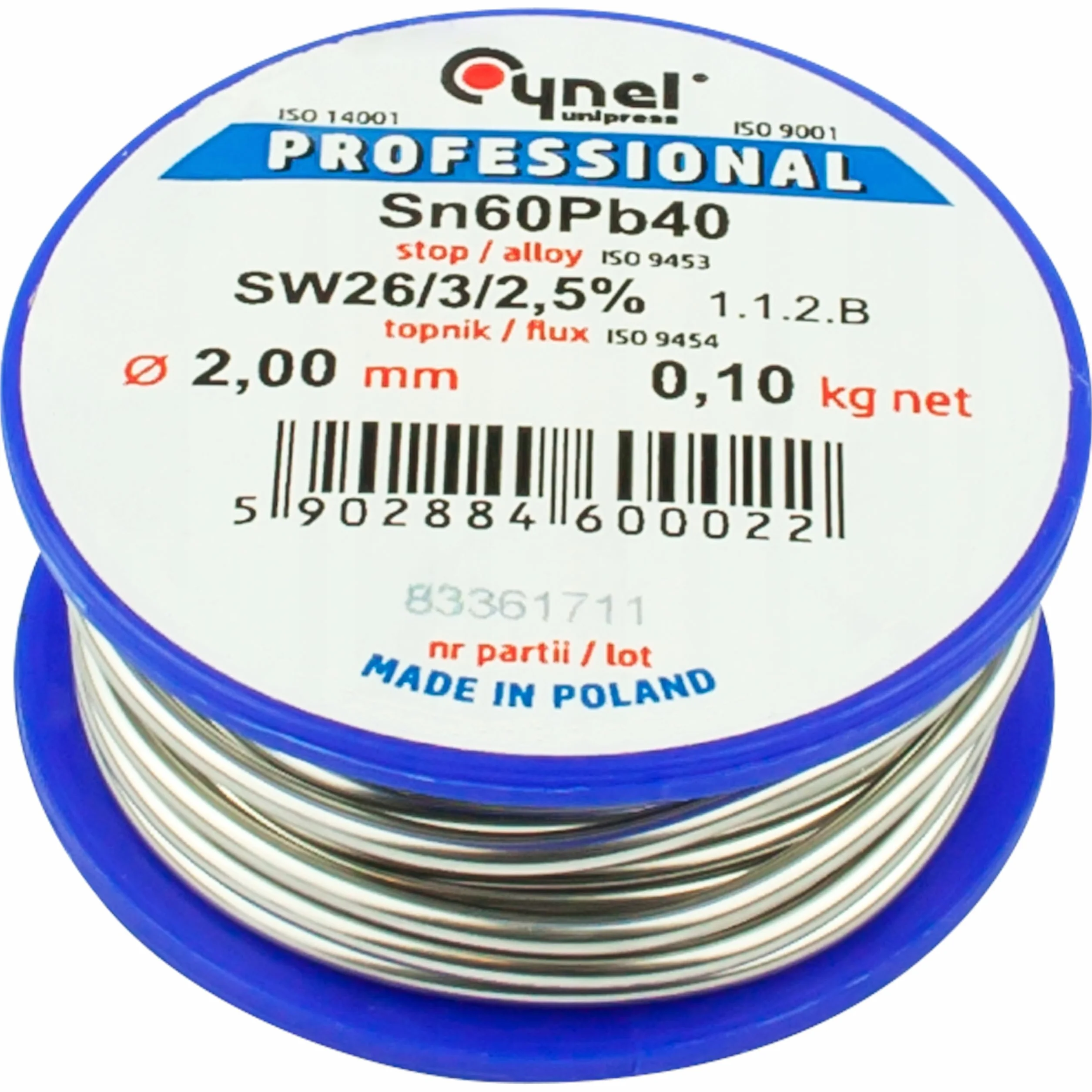 Cyna do lutowania z topnikiem 100g 2mm